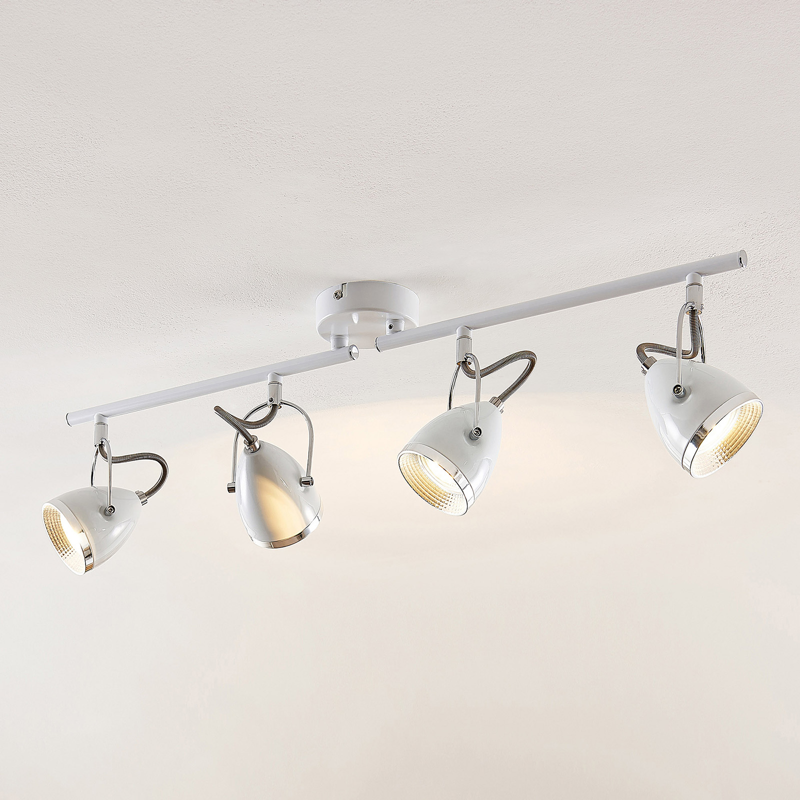 Lindby Jadon LED ceiling spot, white, 4-bulb, for Living / Dining Room, metal, GU10, 5 W, energy efficiency: A+, L: 70.8 cm, W: 9 cm, H: 18.2 cm