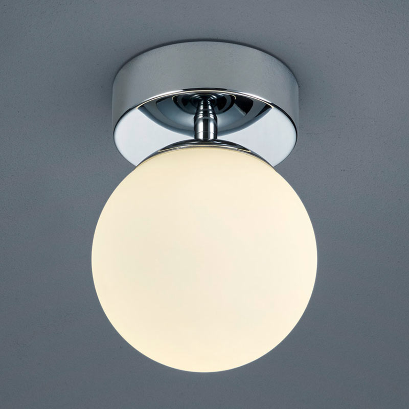Helestra Spherical glass ceiling light Keto with LED, for Bathroom, metal, opal glass, 6 W, energy efficiency: A+, H: 16 cm