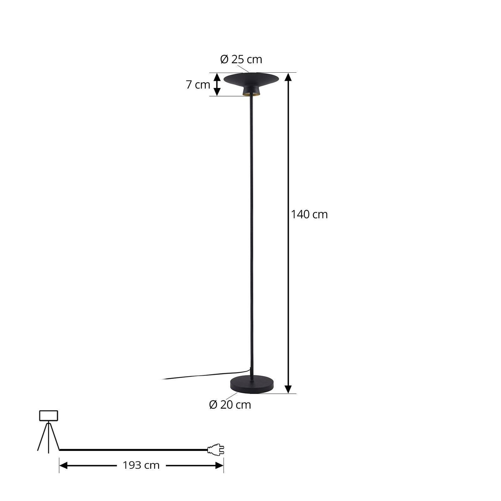 Lindby LED lampadaire Norvind, noir, métal, à 1 lampe