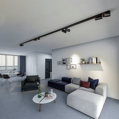 Faretto soffitto Mono VIII nero/oro 8 luci 2x150cm