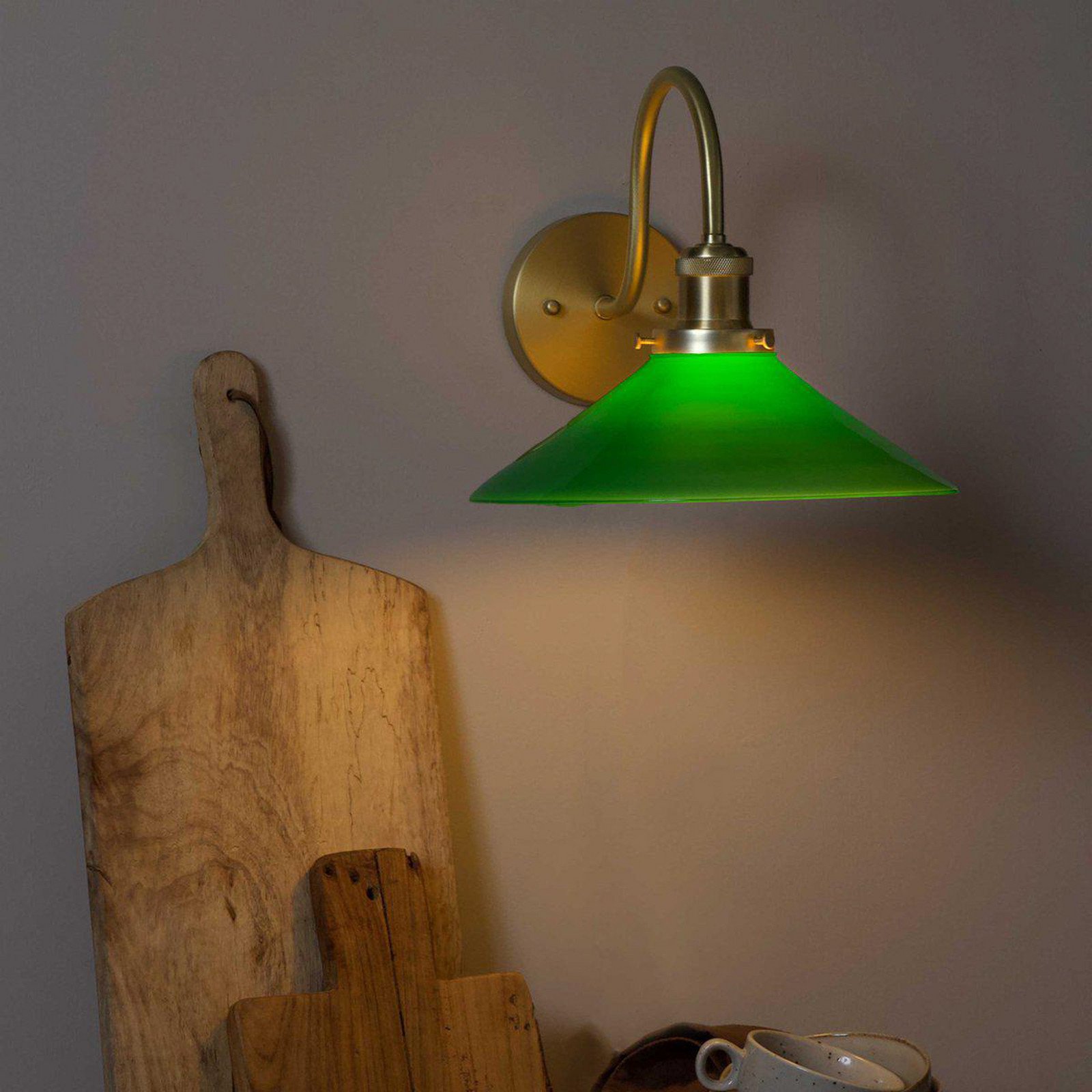 PR Home Aplică de perete August auriu/verde înălțime 25 cm E27 - Camera de zi / sufragerie - Scandinavă - auriu verde - Metal