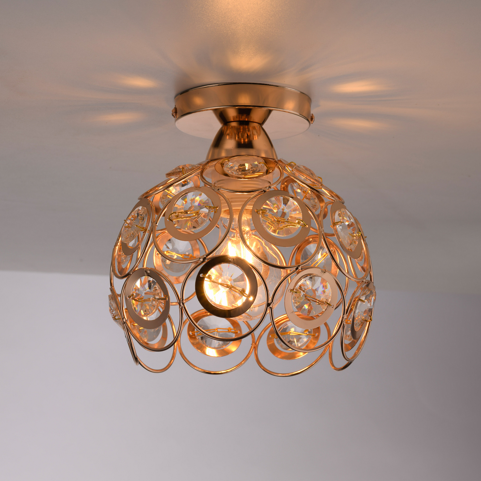 Loftlampe Tilly, guldfarvet, jern, Ø 18,5 cm, E27