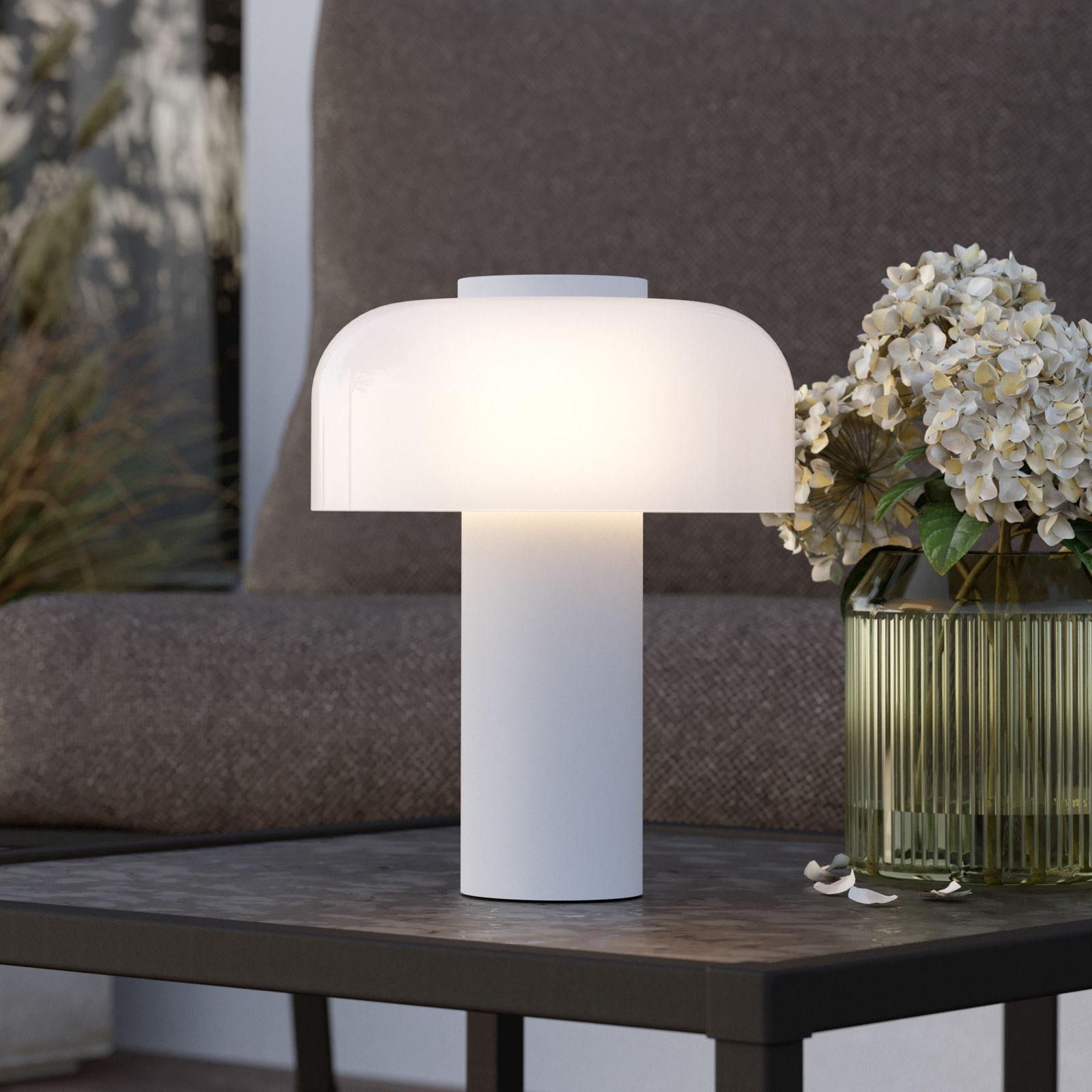 LED-Akku-Tischlampe Ponente, Ø 16 cm, weiß, CCT, dimmbar