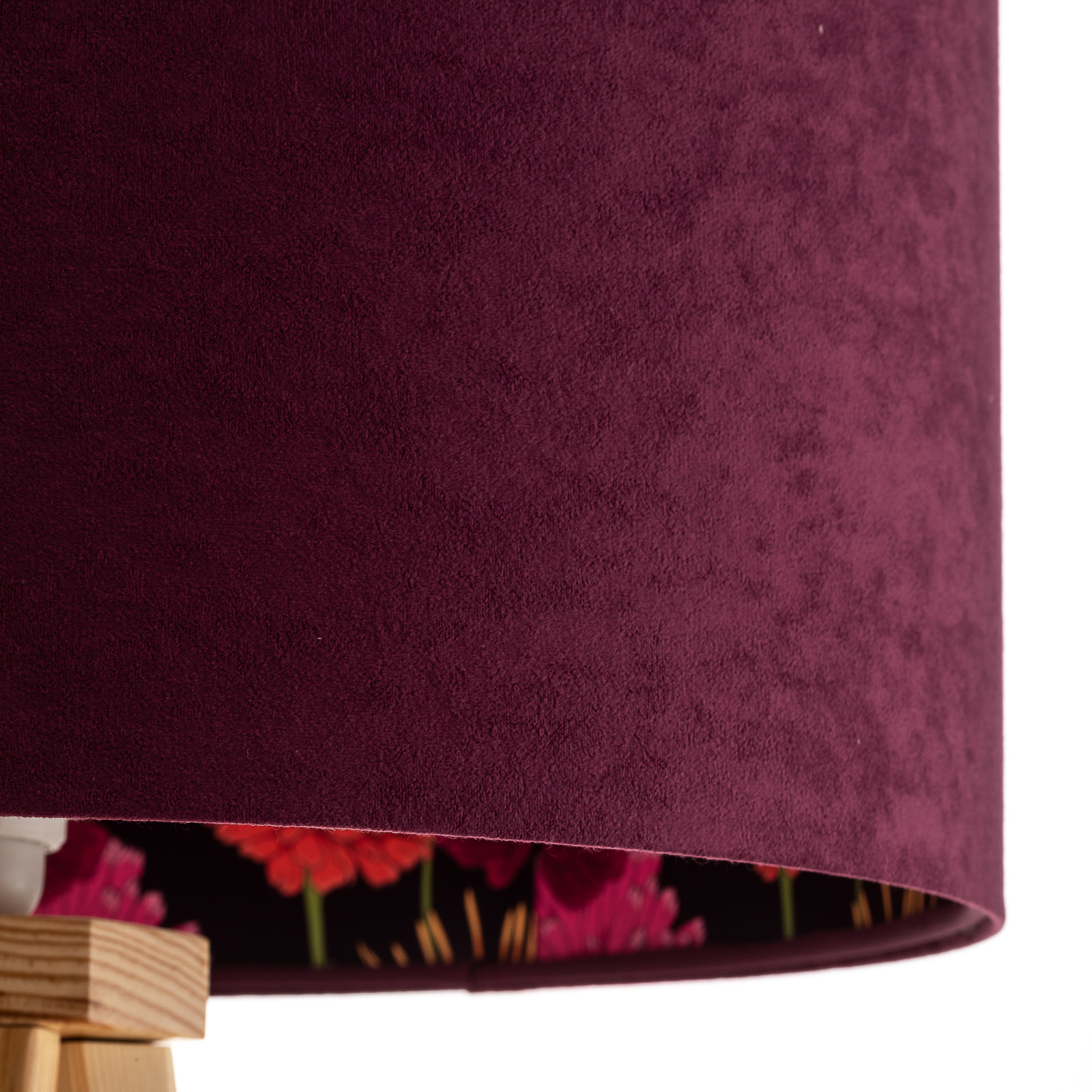 Zamatová stojaca lampa Savanna, vnútorná potlač