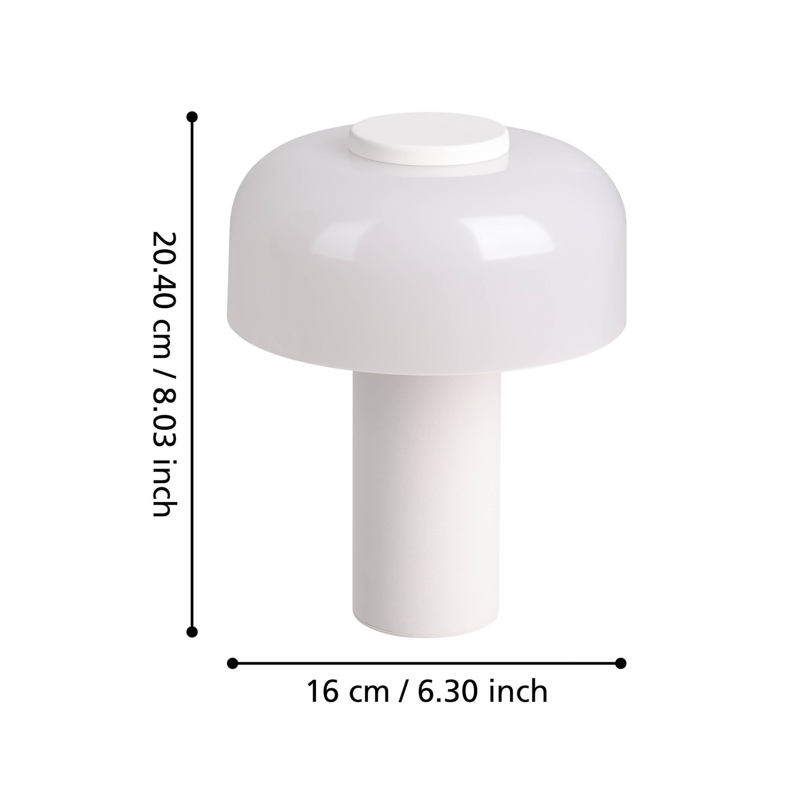 LED dobíjecí stolní lampa Ponente, Ø 16 cm, bílá, CCT, stmívatelná