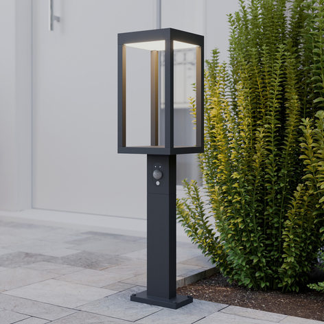 Lucande Qimka LED-Solar-Sockelleuchte mit Sensor
