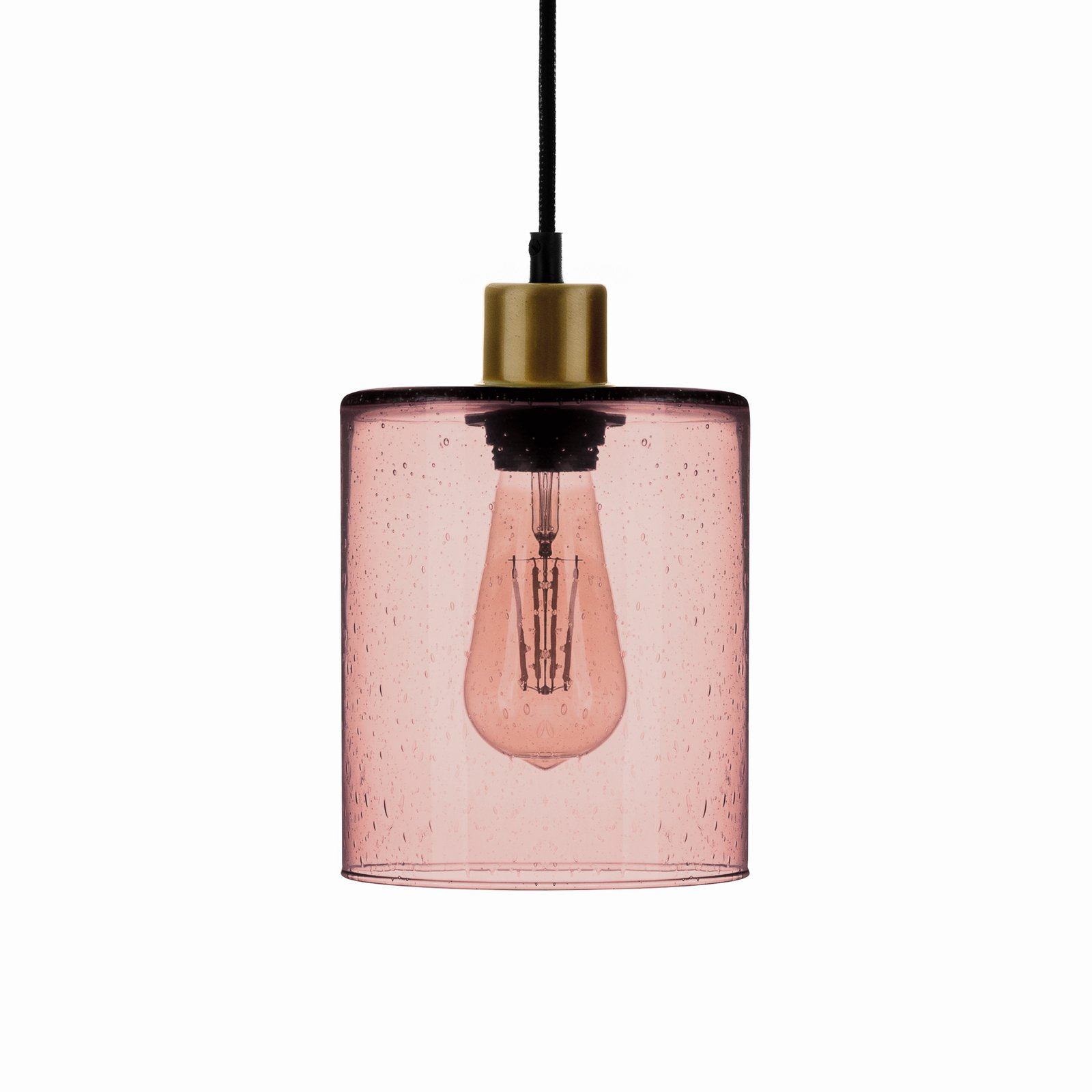 Lampă suspendată Soda cu abajur din sticlă roz Ø 15cm