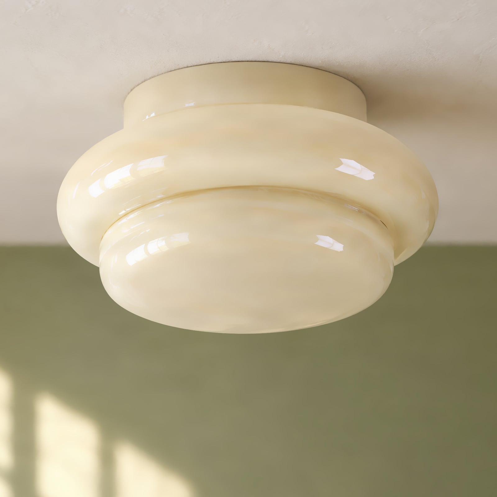 Lampa sufitowa Lucande Leilani, Ø 35 cm, żółta, E27, szkło
