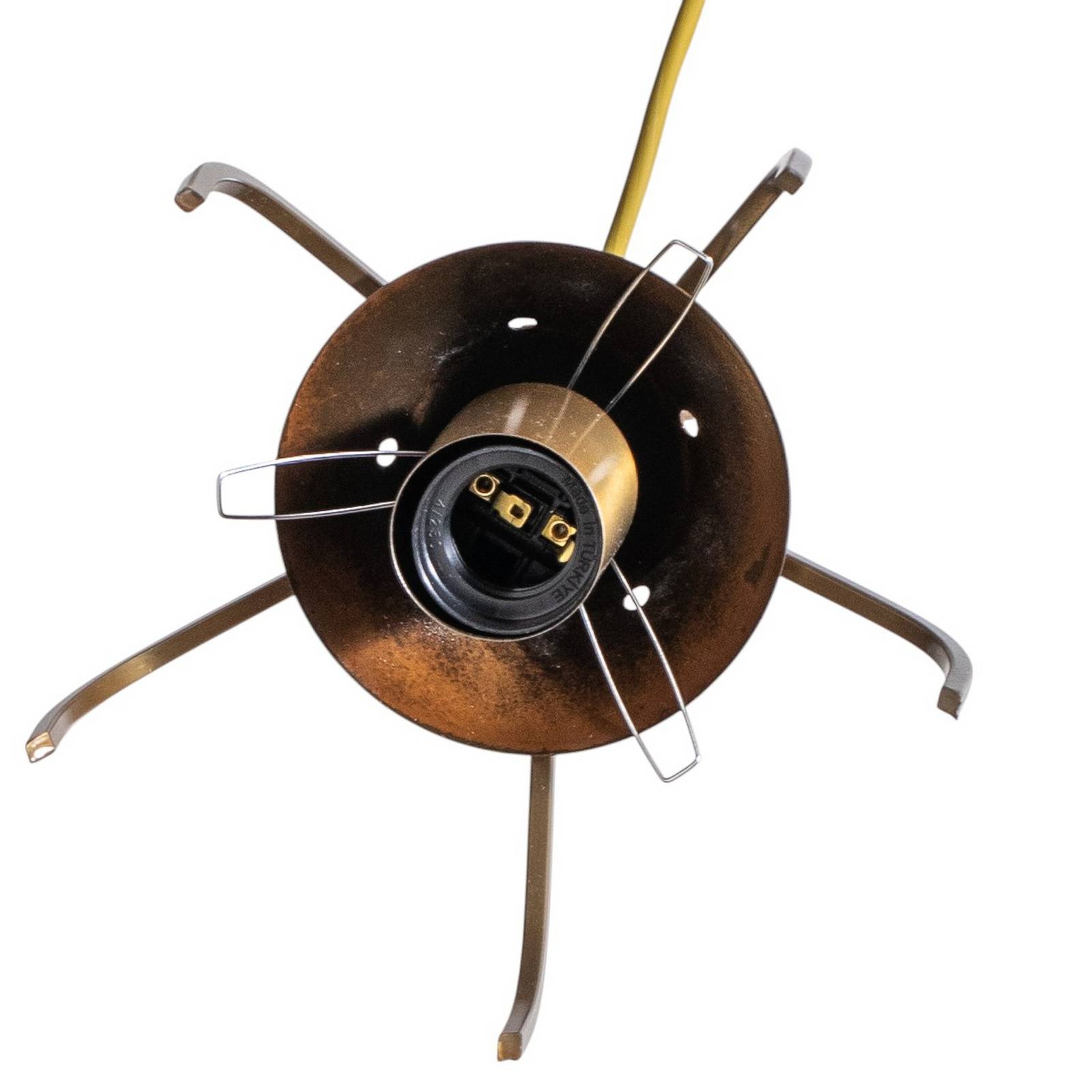 Lampa wisząca Sinka, bursztyn/antyczne złoto, 80 cm szkło/metal 4flg.