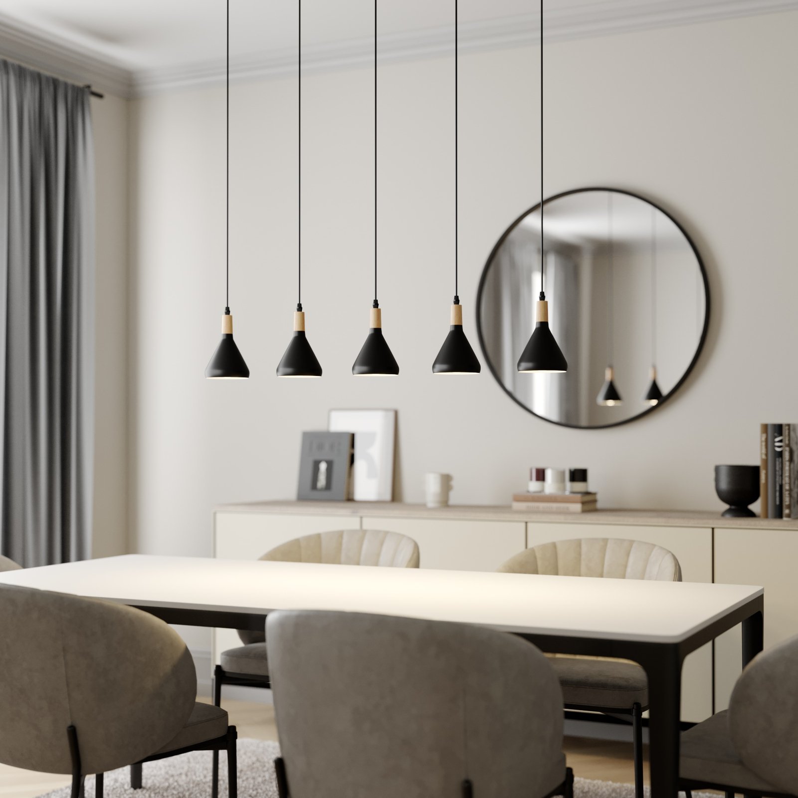 Arina Pendel Black/Wood - Lindby
