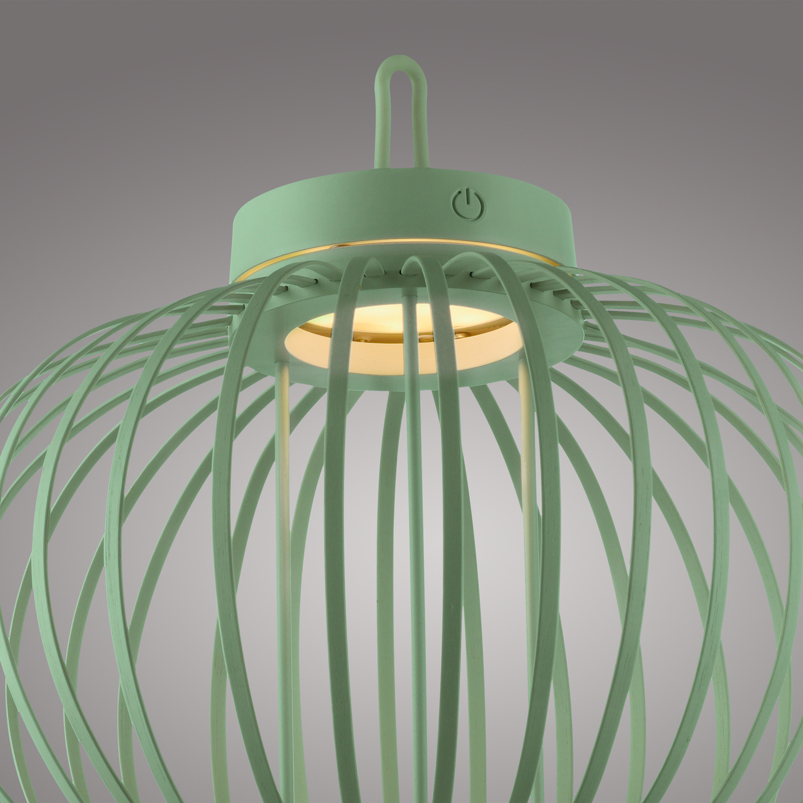 JUST LIGHT. Lampe de table LED rechargeable Akuba, vert, 33 cm, bambou