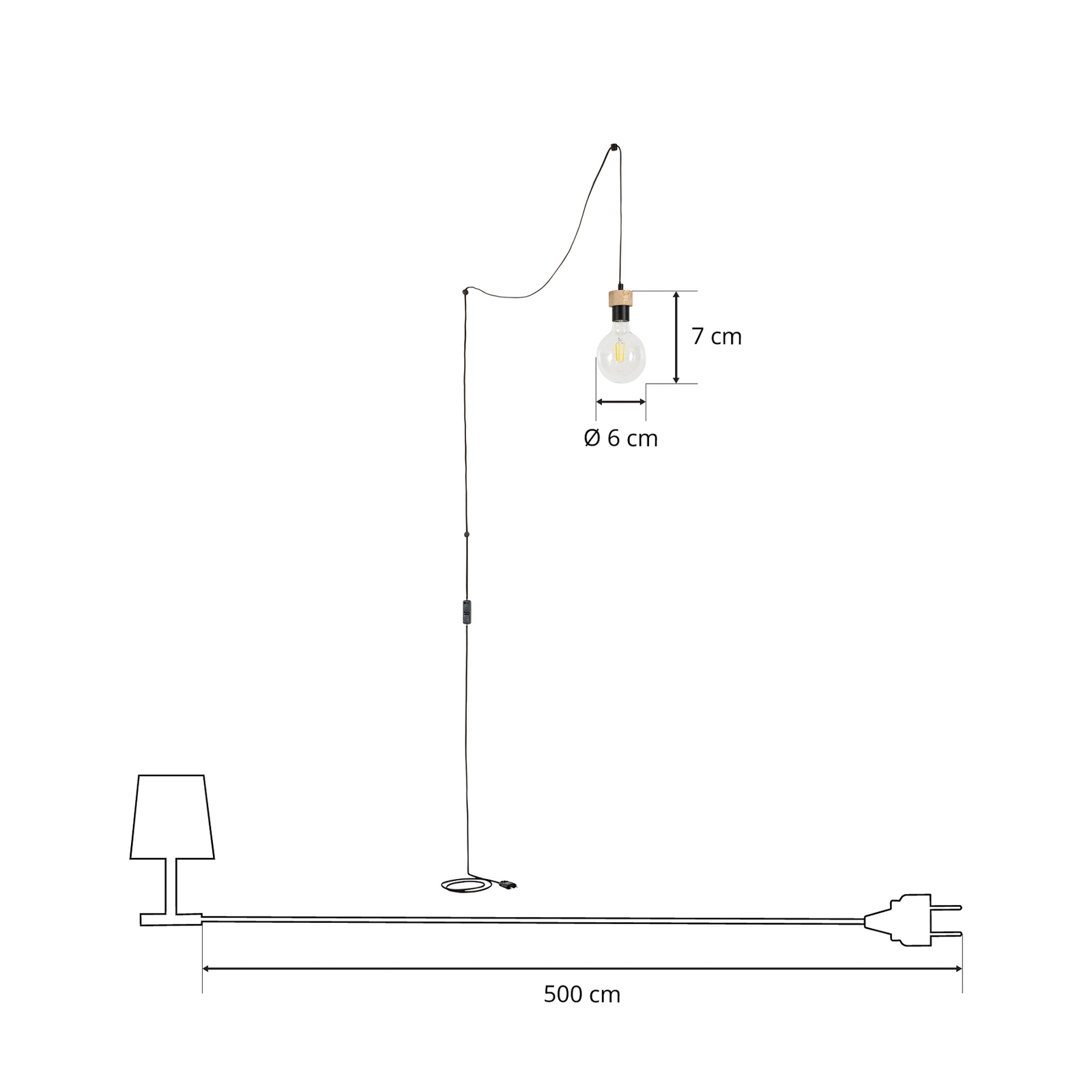 Envostar Merlo hanglamp met stekker, 1-lamp