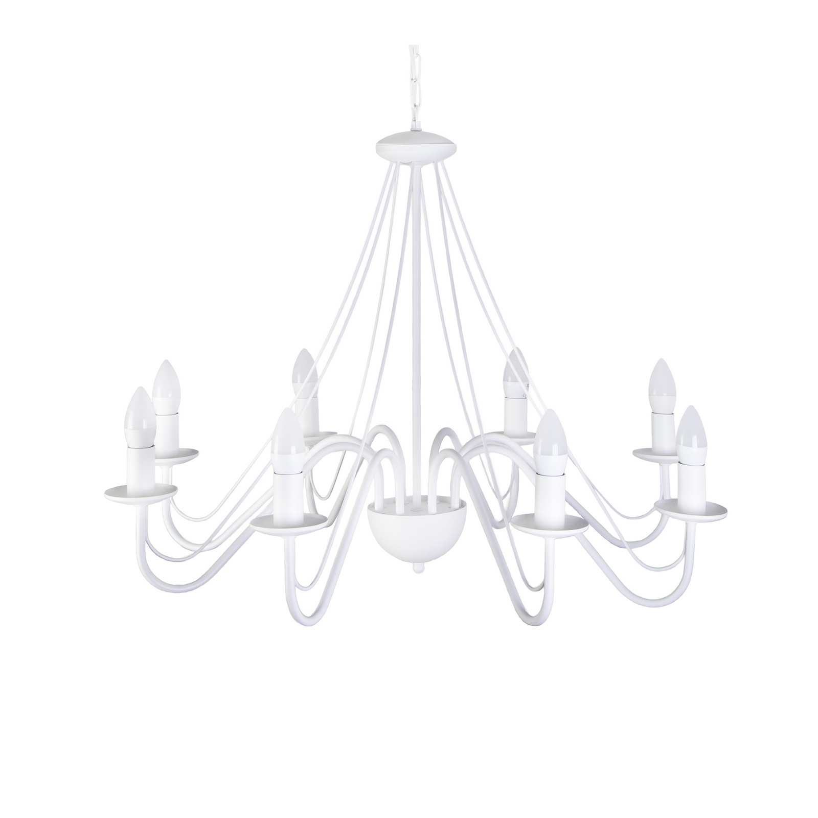 Żyrandol Malbo, biały, metalowy, 8-punktowa, E14