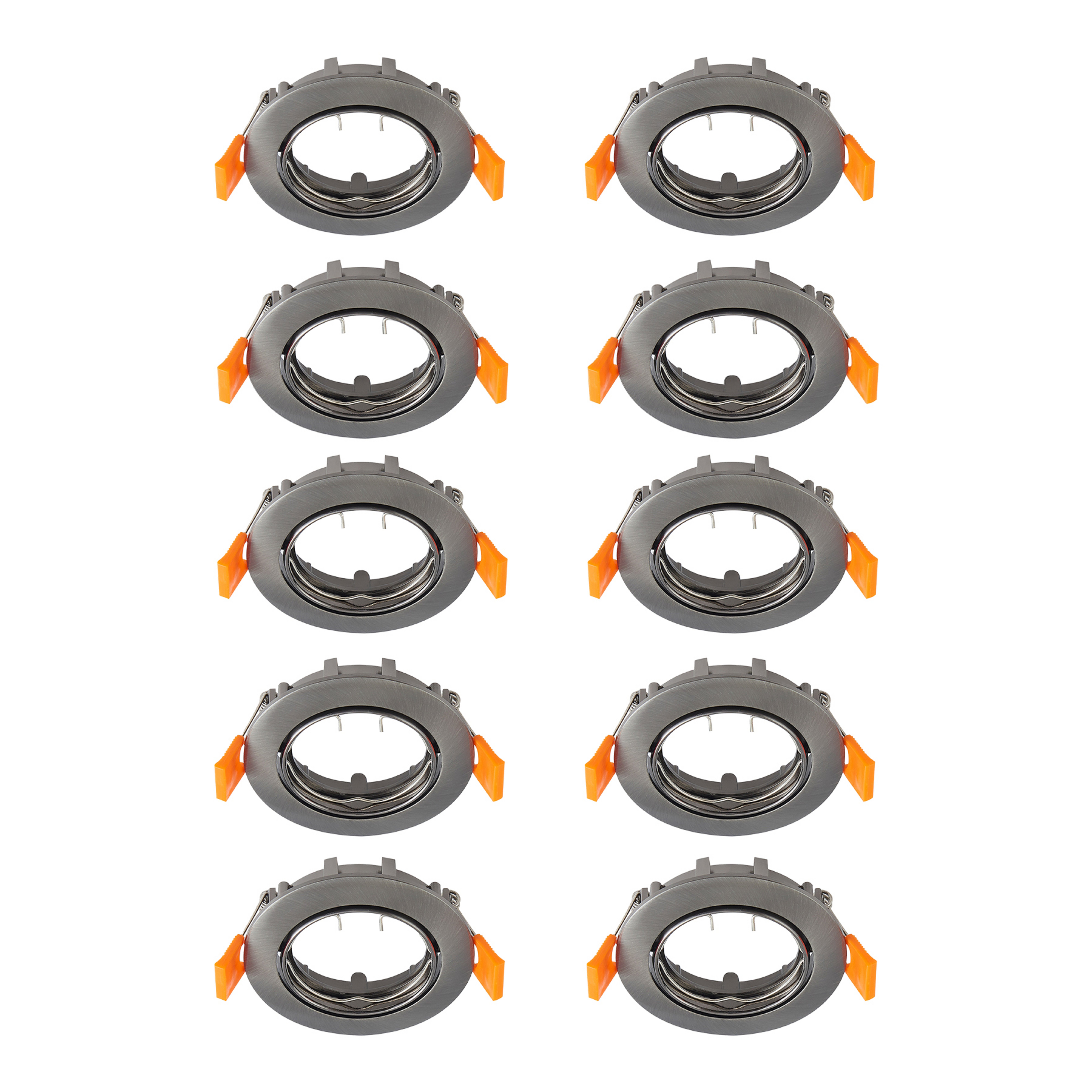 Prios Deckeneinbauleuchte Fibur, dunkelgrau, Ø8cm, 10er-Set