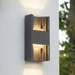 Lindby LED outdoor wall light Aurali, 2-bulb, black, IP65