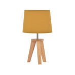 Lampada da tavolo Yoga giallo senape/legno chiaro, altezza 34 cm - COREP SAS