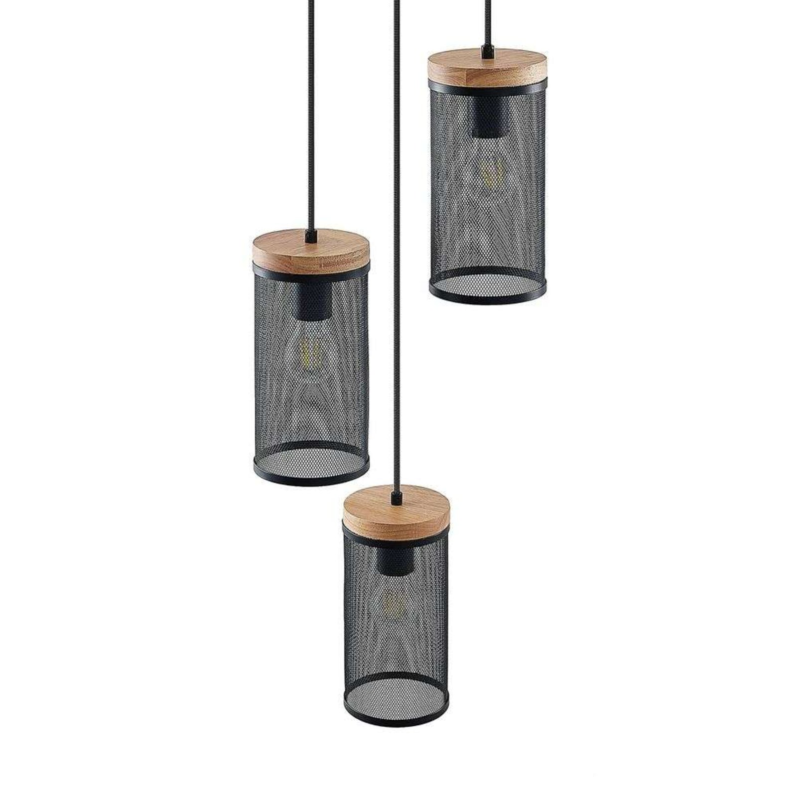 Kiriya Cluster Candeeiro Suspenso Black/Wood - Lindby