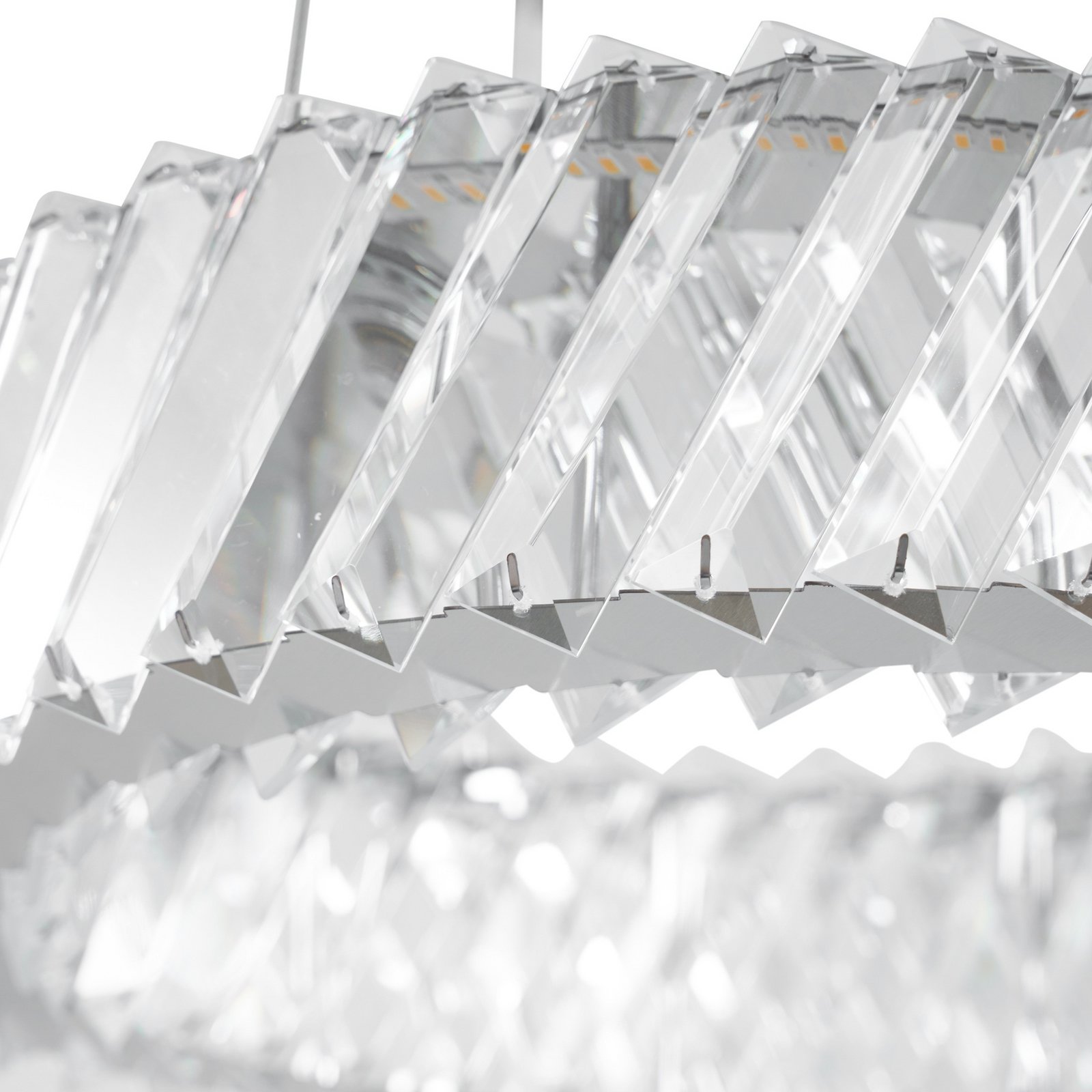 Lucande LED-Hängeleuchte Glacis, Kristall, Ø 40 cm, chrom