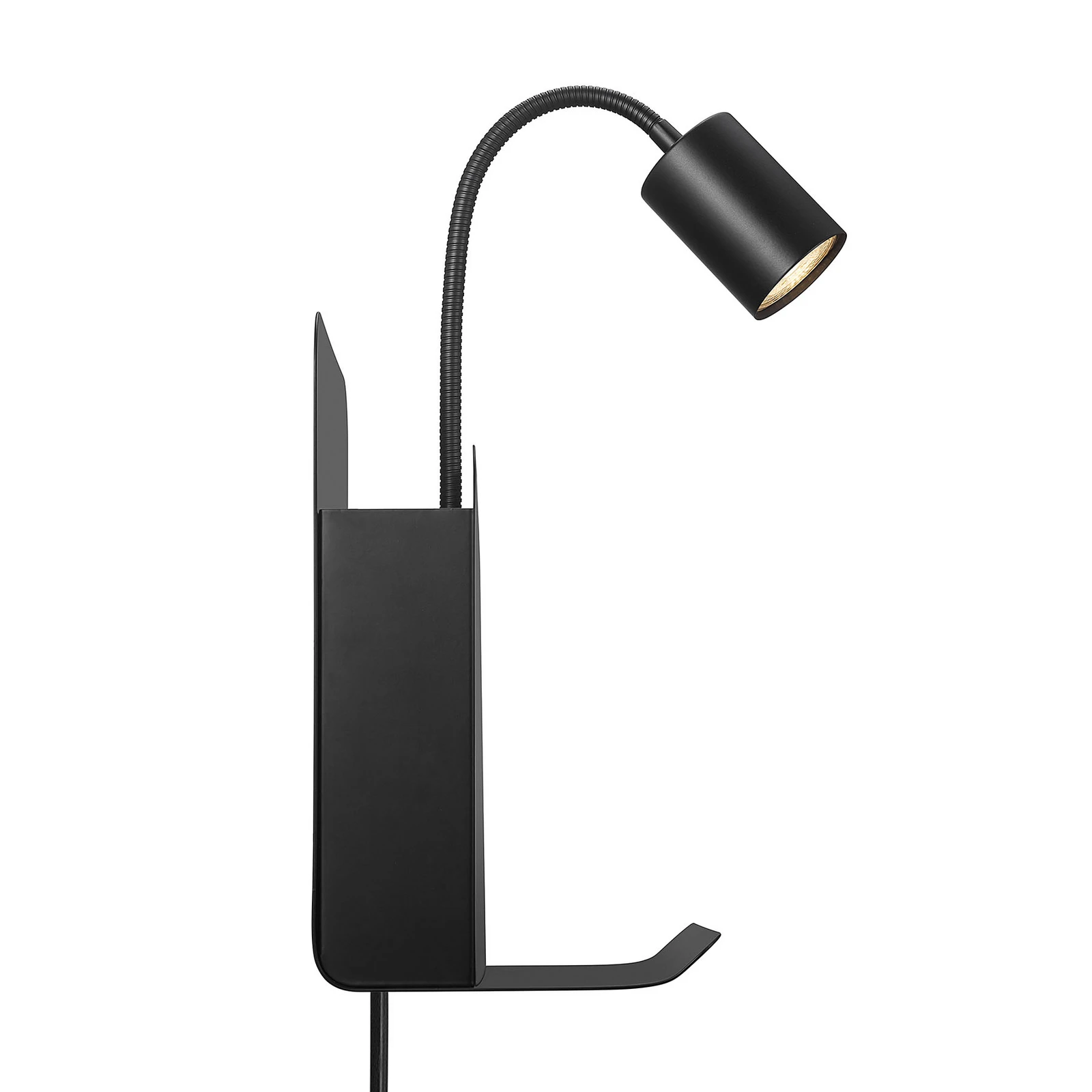 Roomi seinavalgusti koos riiuli ja USB-ga, must