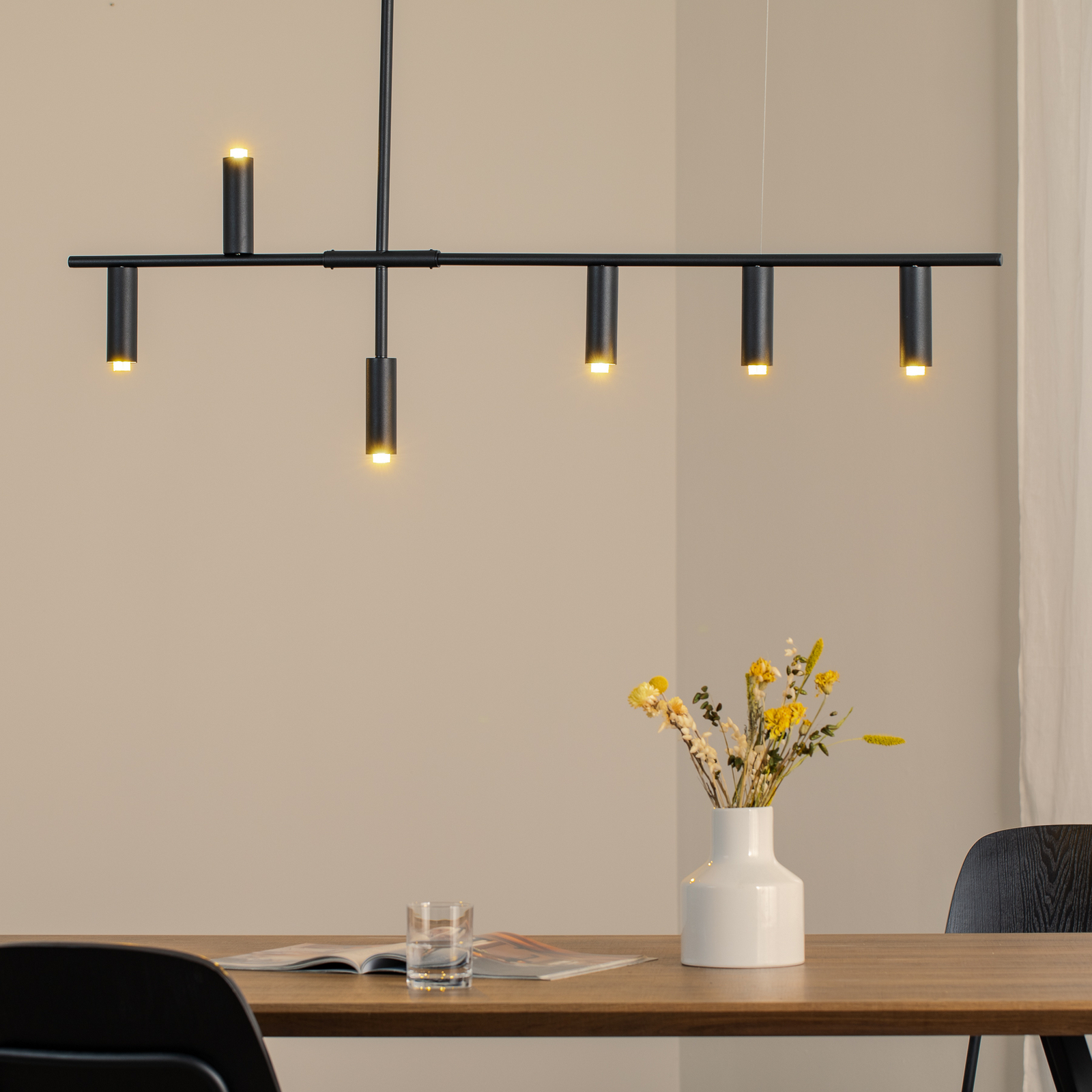 Trevo 6 hanglamp, metaal, zwart, GU10 - ALDEX