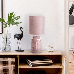 Stolní lampa Erida, keramika a textil stará růžová