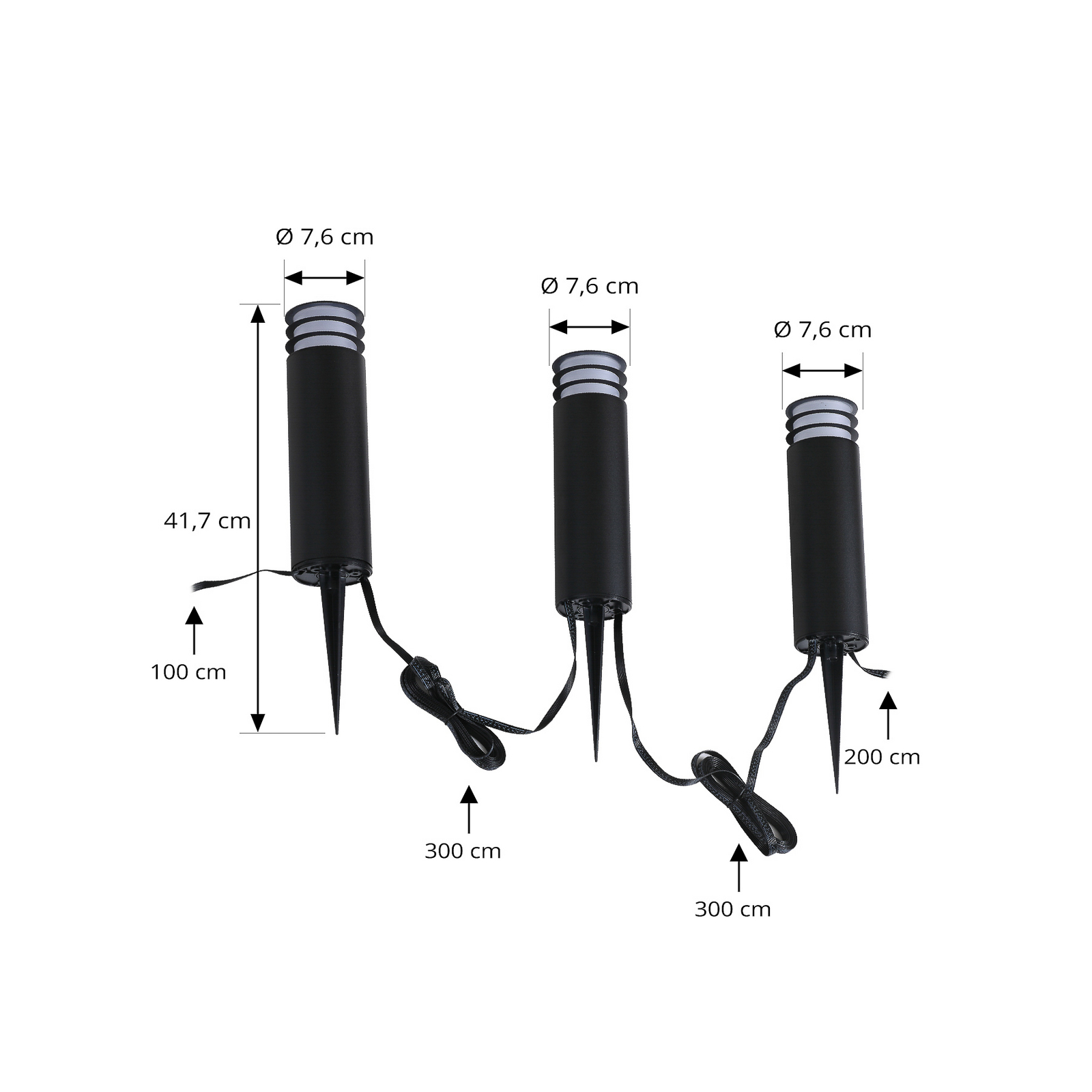 Kaelo LED Smart Tuinlamp w/Grondpin 3 pcs. Zwart - Lindby