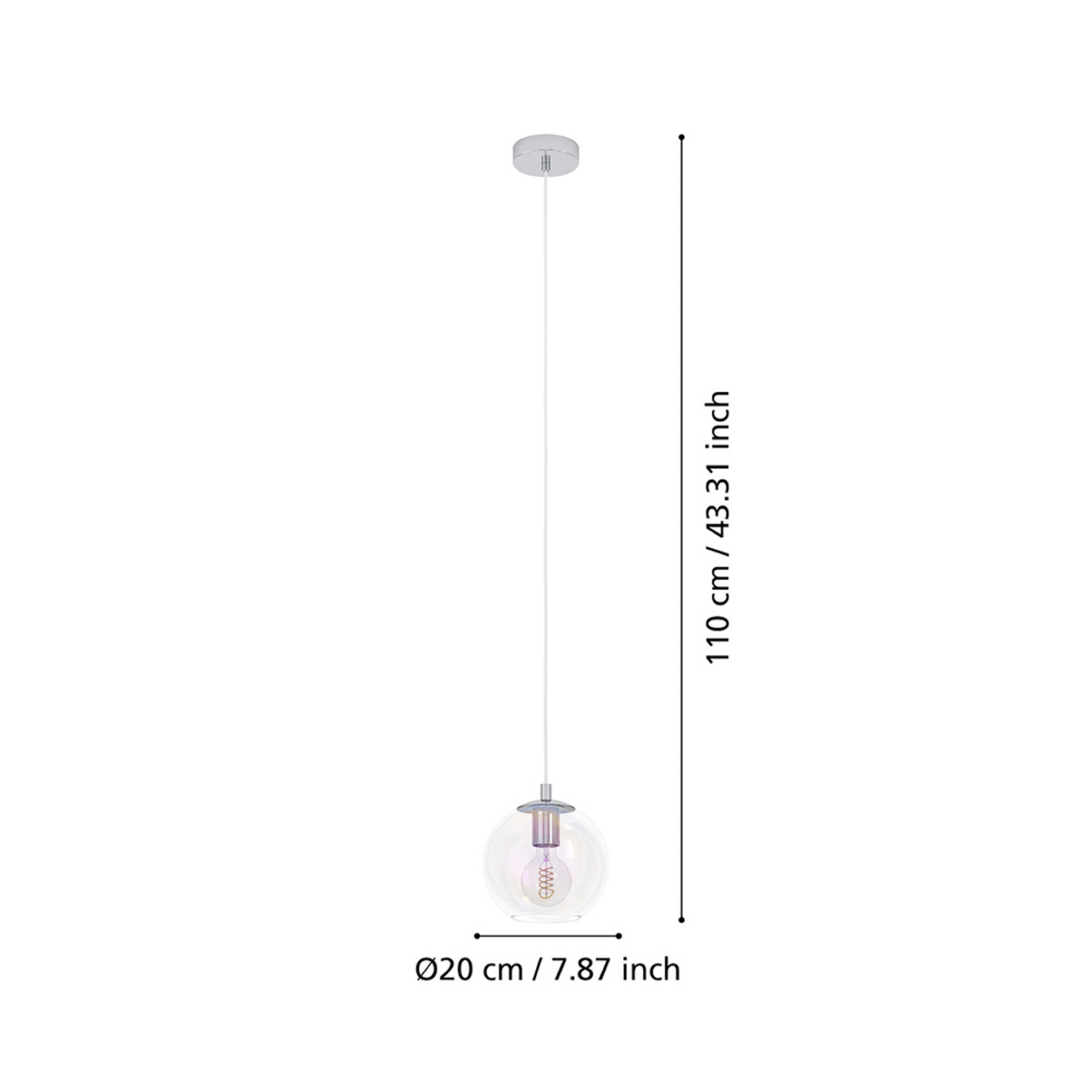 EGLO hanglamp ARISCANI 2, Ø 20 cm, 1-lamp, chroom/iriserend