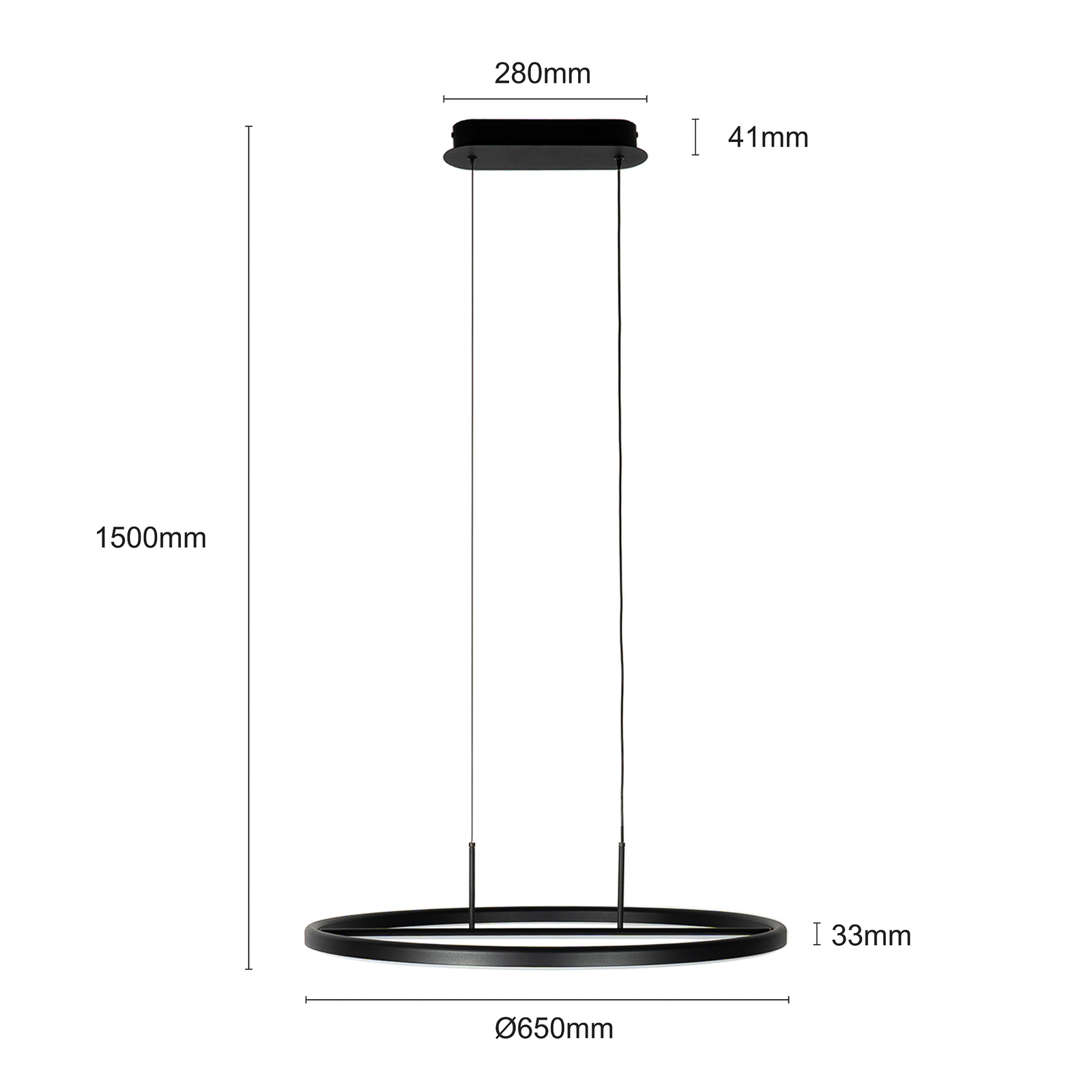 Lucande Virvera LED-hængelampe, rund, sort