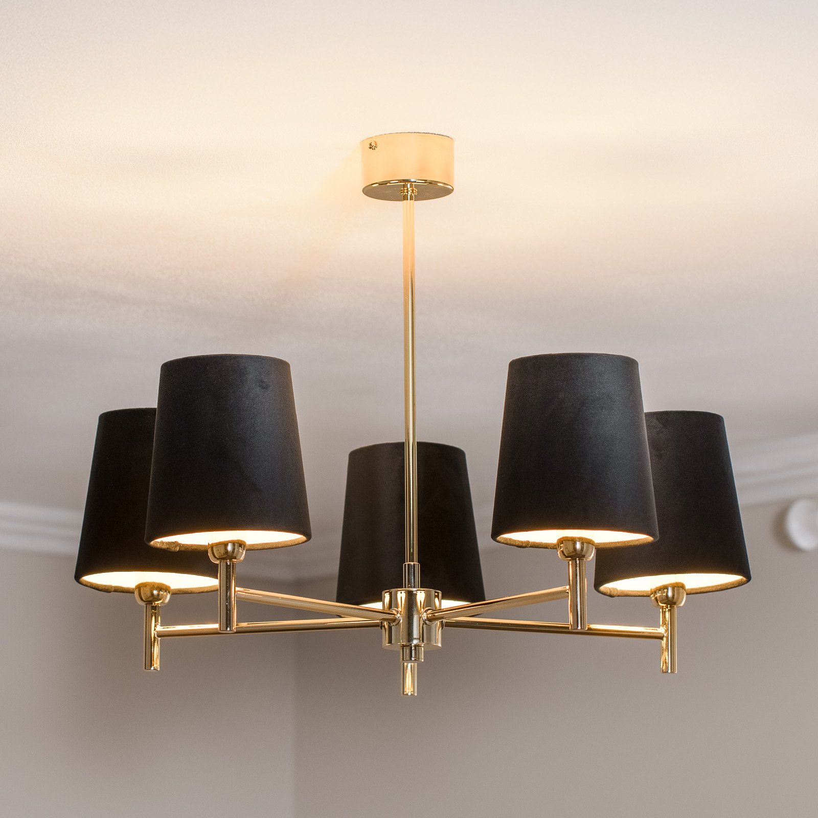 Euluna Candelabru Nita negru/auriu 5 becuri - Camera de zi / sufragerie - Modern - negru auriu - Țesătură / Textil