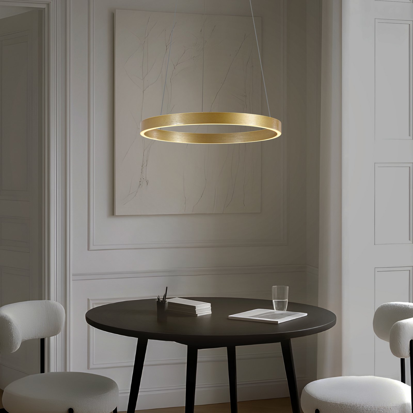 Lucande LED-hængelampe Yonam, Ø 60 cm, 1 lyskilde, guld, CCT Lucande LED-hængelampe Yonam, Ø 60 cm, 1 lyskilde, guld, CCT