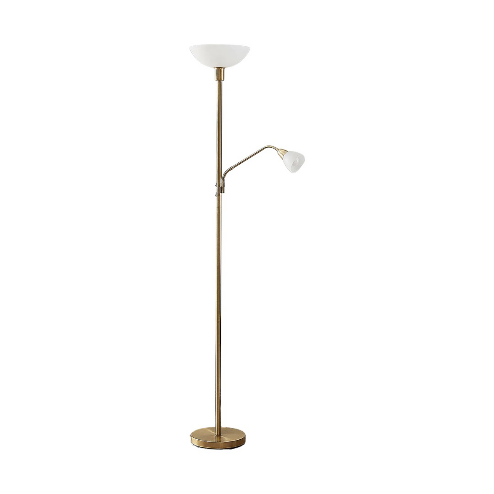 Lindby προβολέας οροφής Jost, 180 cm, ορείχαλκος, λάμπα ανάγνωσης, E27