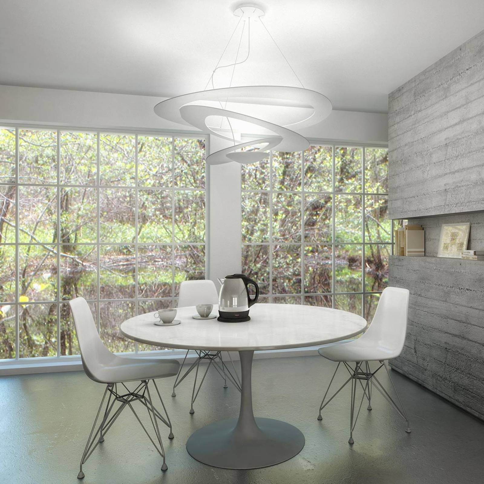 Biała designerska lampa wisząca Pirce, 67x69 cm