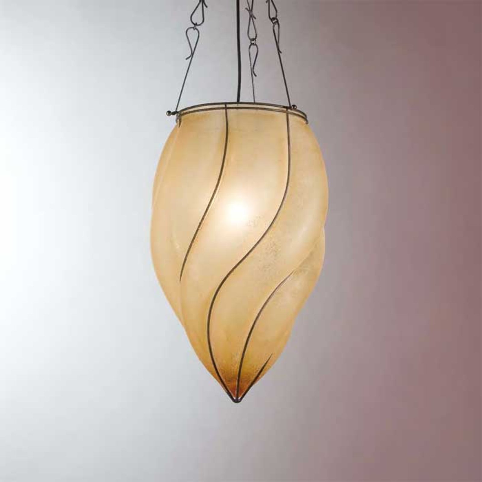 Siru Magical POZZO hanging light, 26 cm, for Living / Dining Room, scavo glass, stainless steel, E27, 100 W, energy efficiency: A++, H: 26 cm