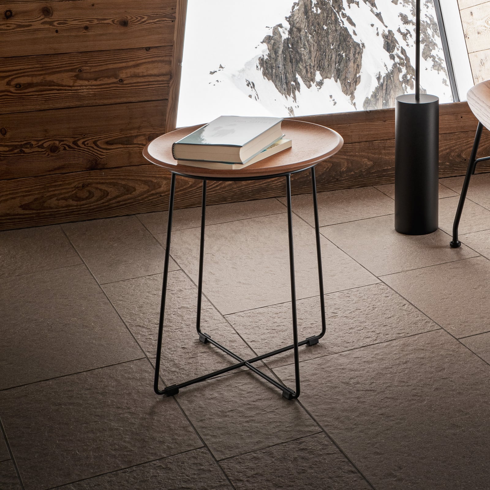 Al Wood table, dark/black wood, 46 cm, metal - Kartell