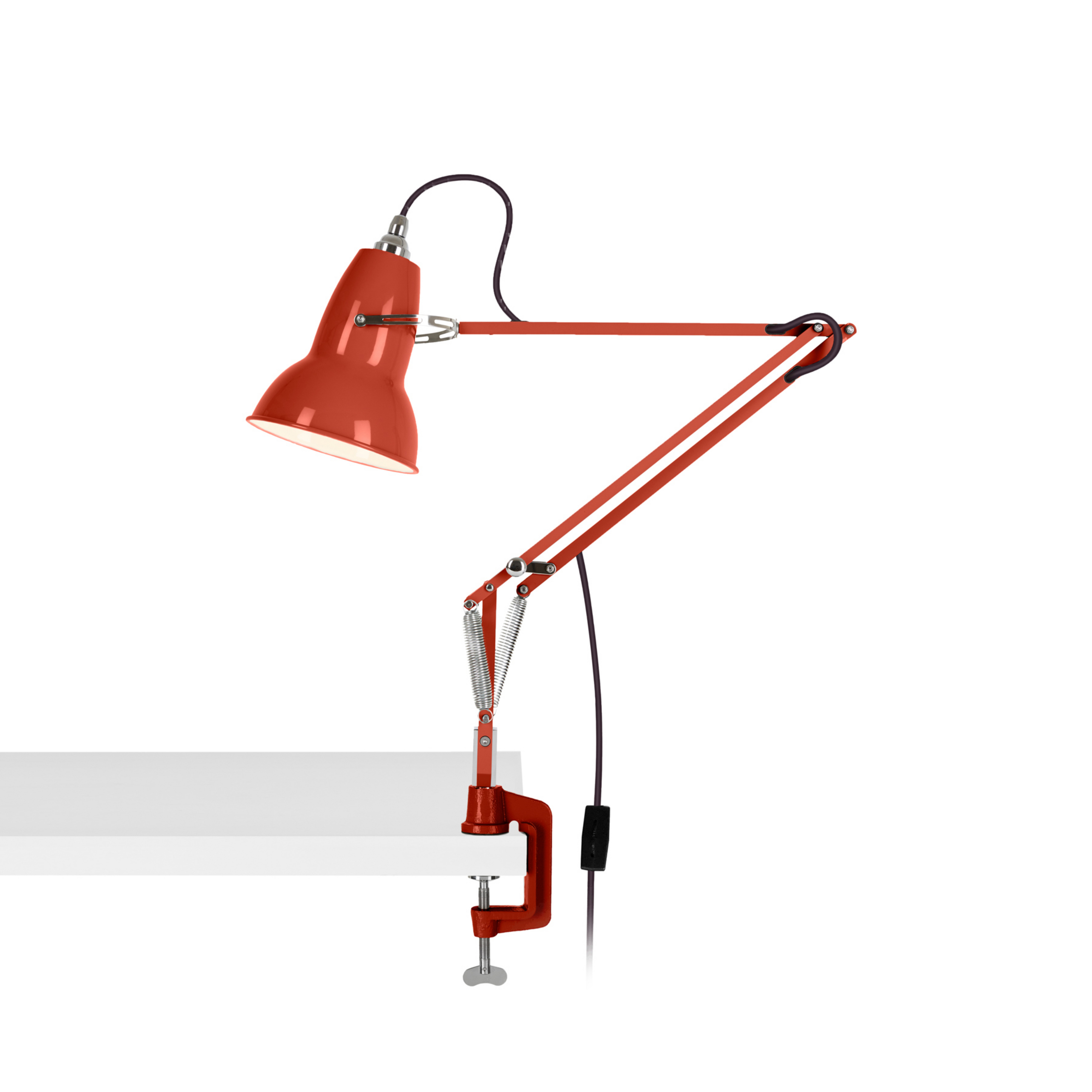 Original 1227 Tischlampe, rot, Fuß und Klemme - Anglepoise