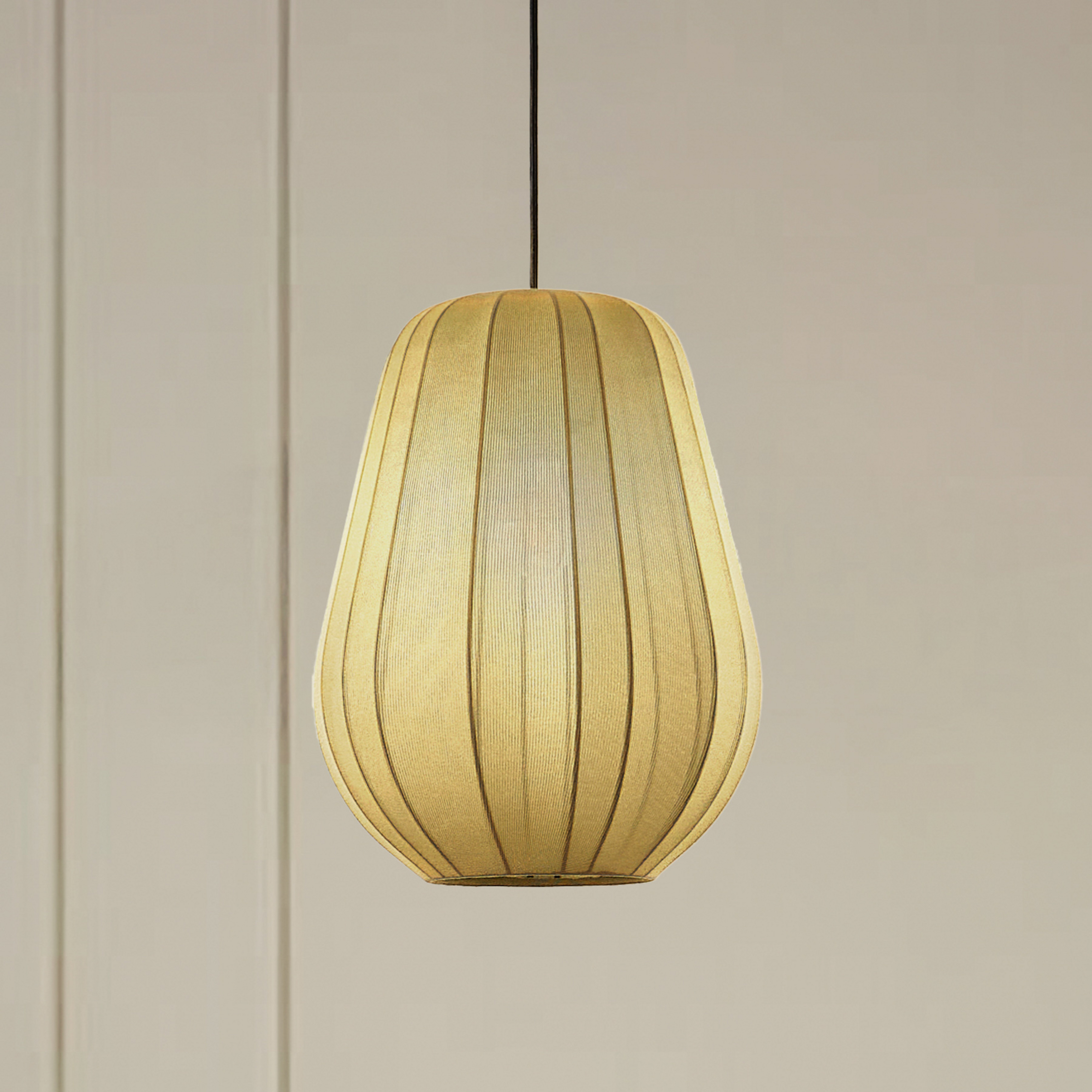 Lámpara colgante Lindby Helin, gris, Ø 30 cm, tela