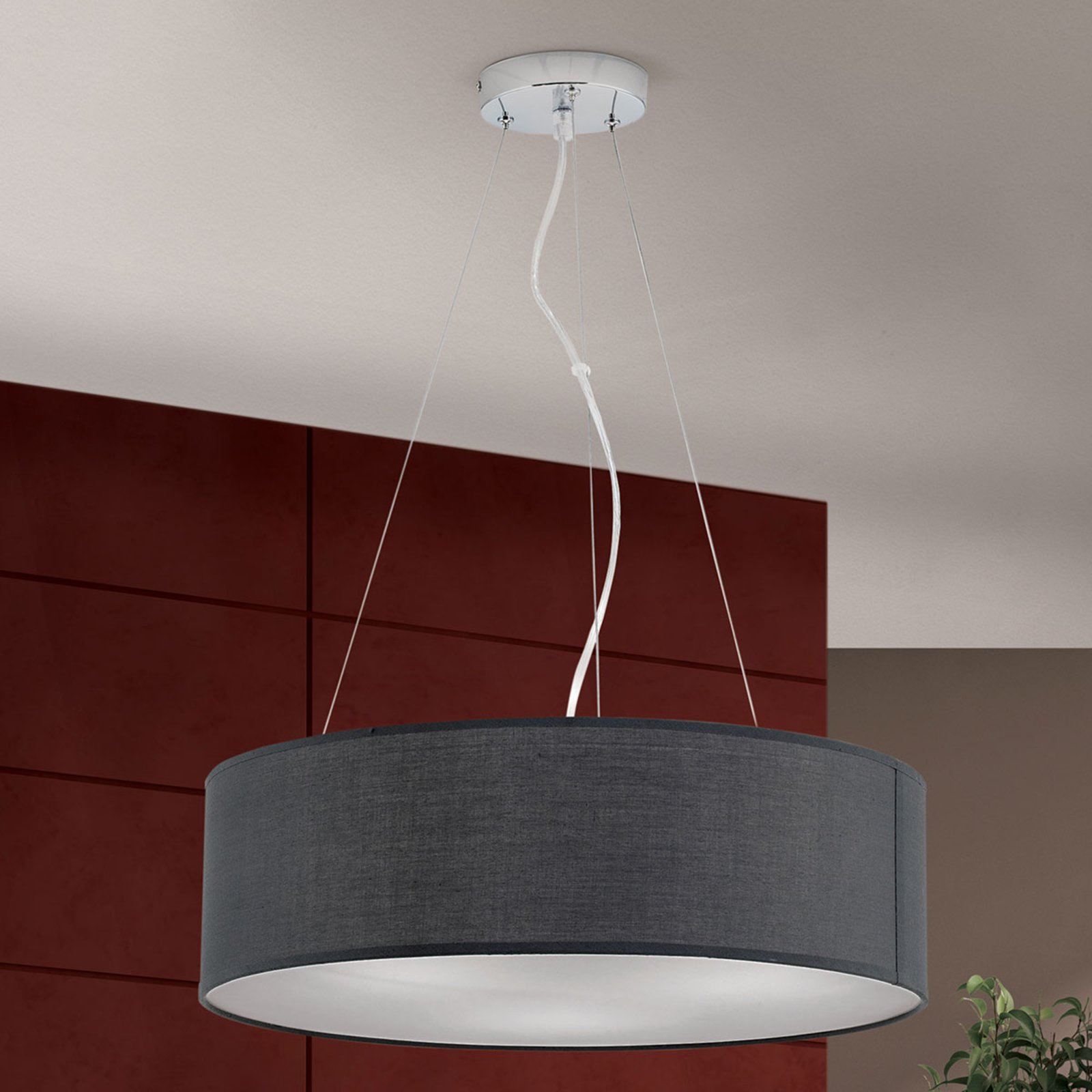 Ufo hanging light with a grey lampshade