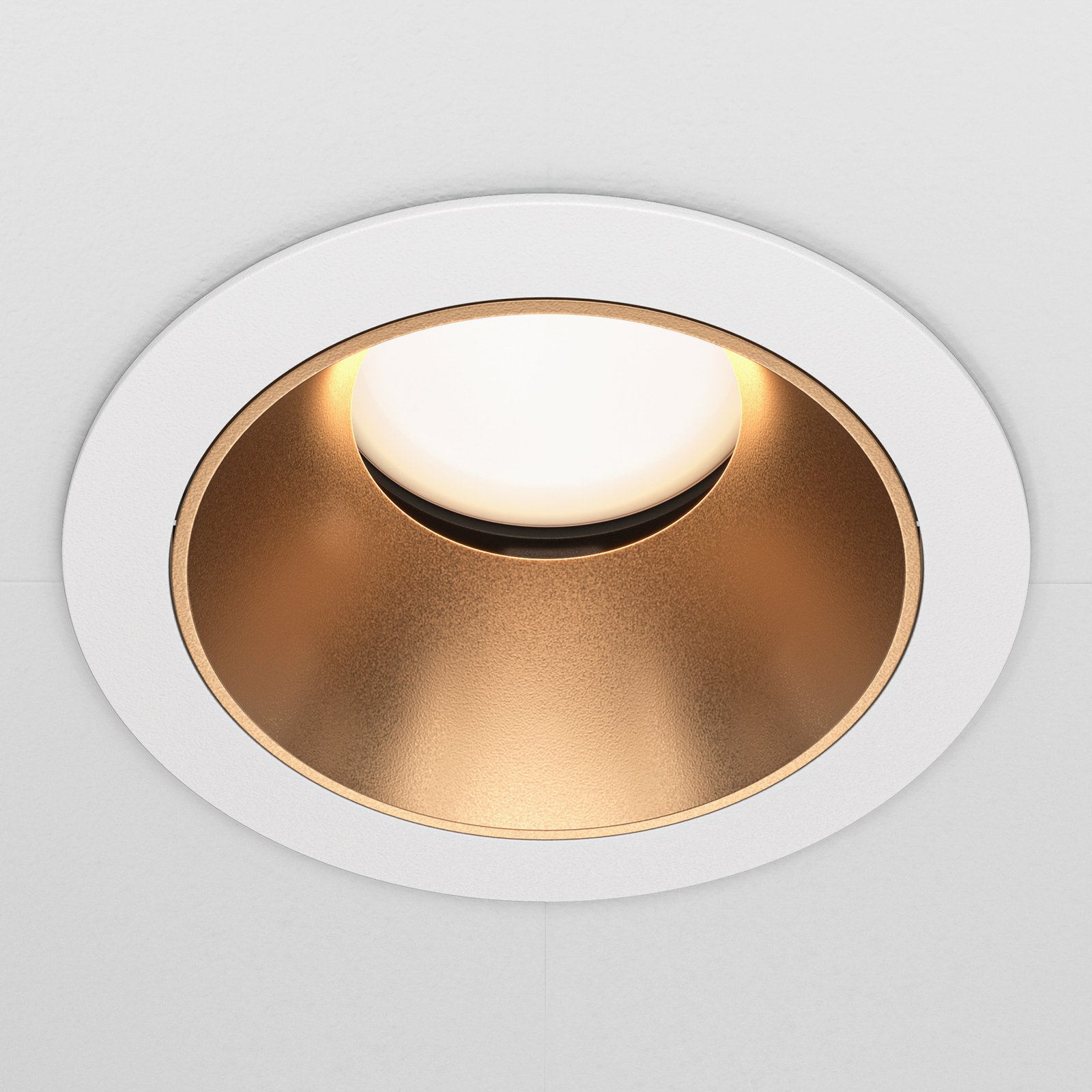 Maytoni recessed light Share, white/gold, Ø 8.5 cm, aluminium, GU10