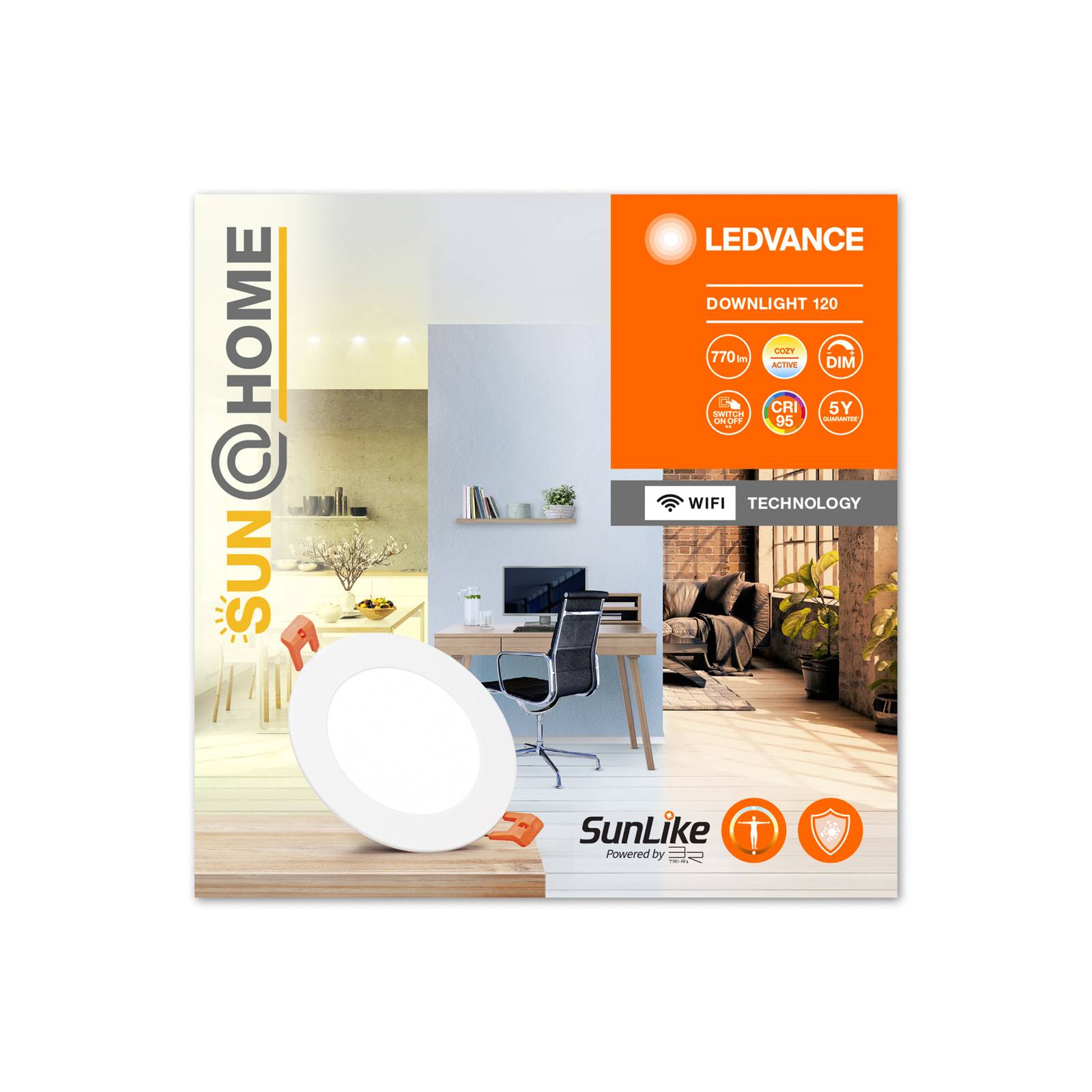 LEDVANCE SMART+ SUN@Home Slim wpuszczana biała Ø12cm