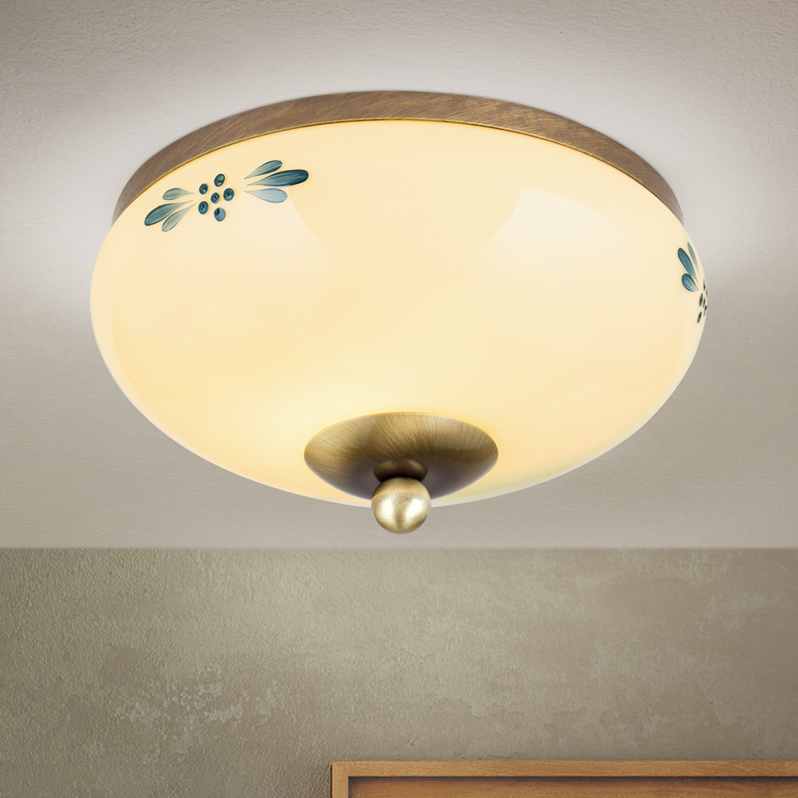 Landhaus ceiling lamp patina cream blue Ø 21cm