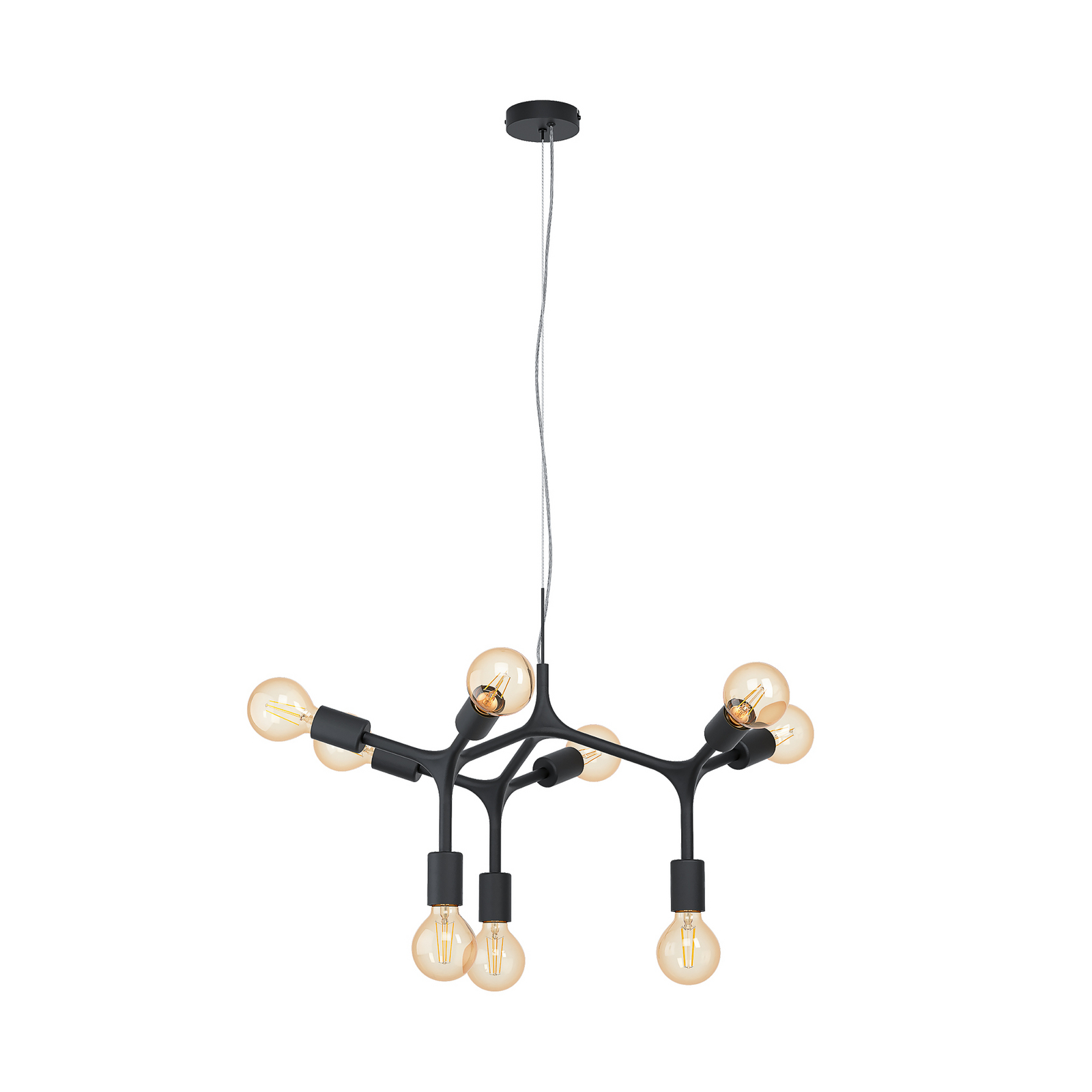 Bocadella 1 висяща лампа в черно, девет светлини Bocadella 1 висяща лампа в черно, девет светлини