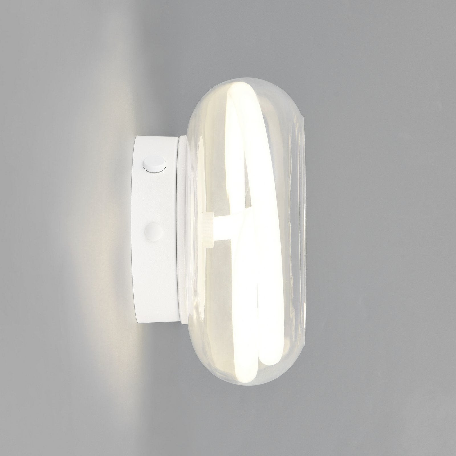 Candeeiro de parede LED Tarsia, branco mate, Ø 21,5 cm, vidro