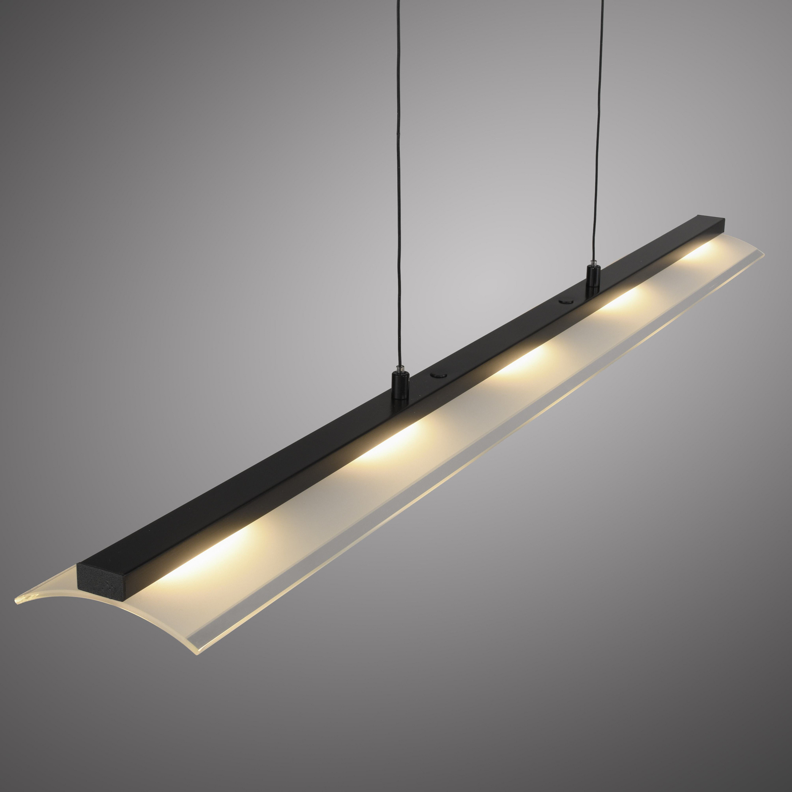 JUST LIGHT. LED pendant light Nele, black, iron, glass