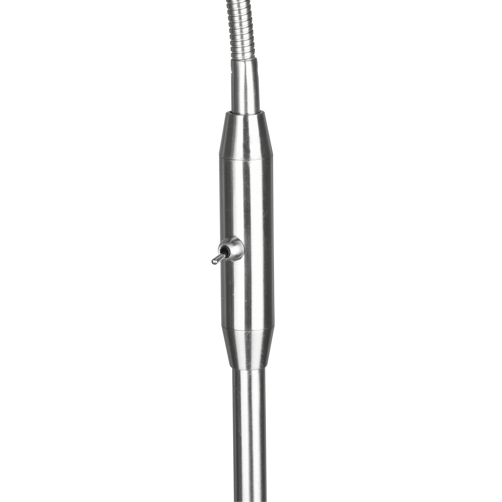 Stehlampe Tommy, nickel/weiß, Höhe 130 cm, Metall/Stoff