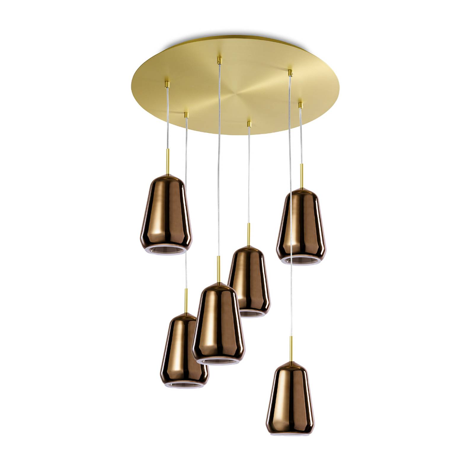 Hängeleuchte X-Ray, 6-flammig, Glas Ø 14cm bronze