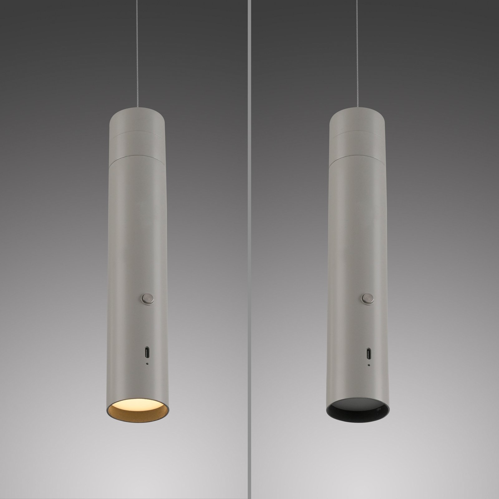 JUST LIGHT. Attach LED pendant light, grey-beige, iron