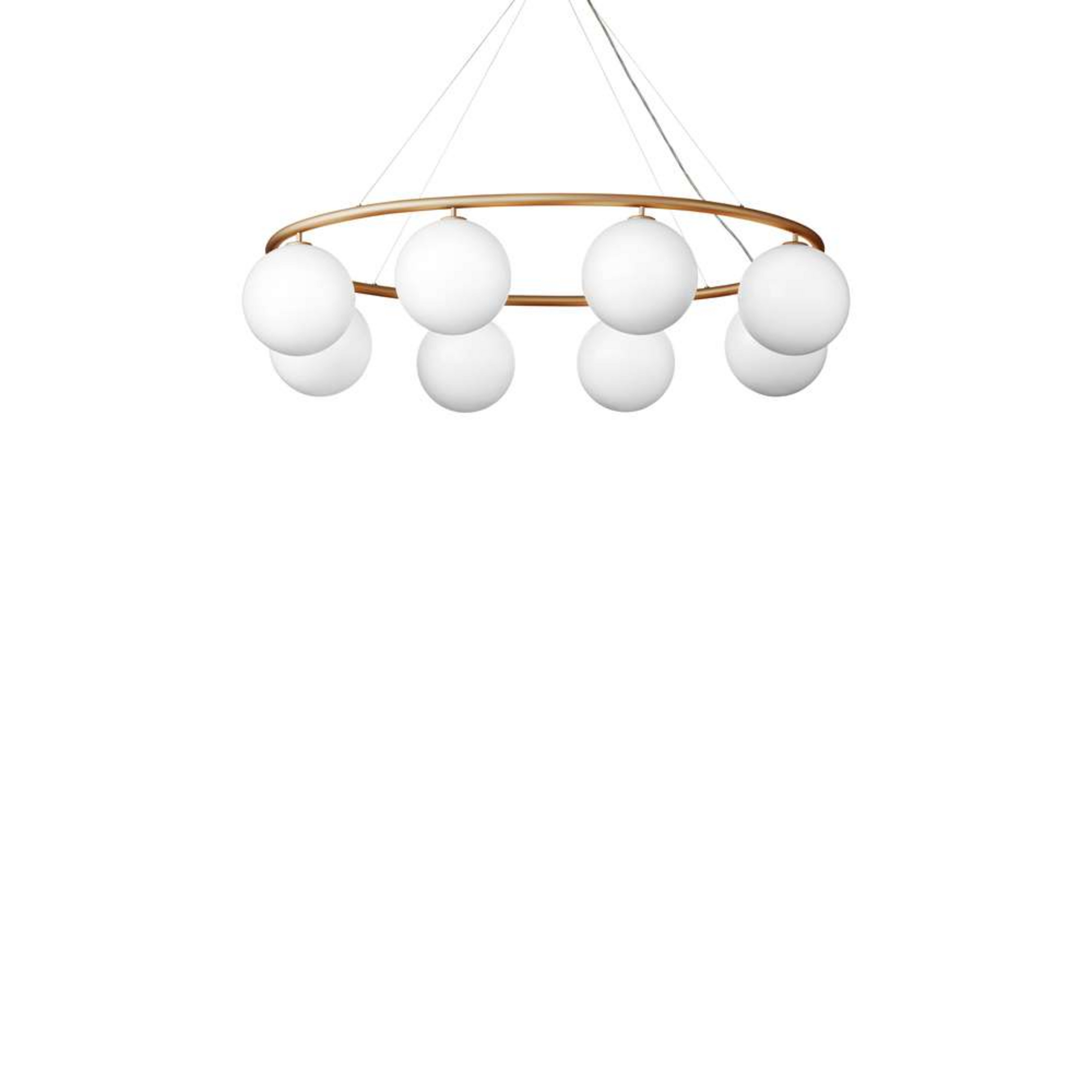 Miira 8 ovale kroonluchter, messing/opaal, 8-lamps - Nuura
