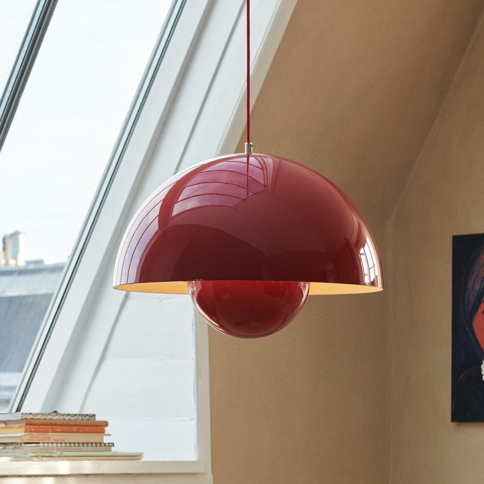 &Tradicionāla piekaramā gaisma Flowerpot VP2, Ø 50 cm, vermiljona sarkans