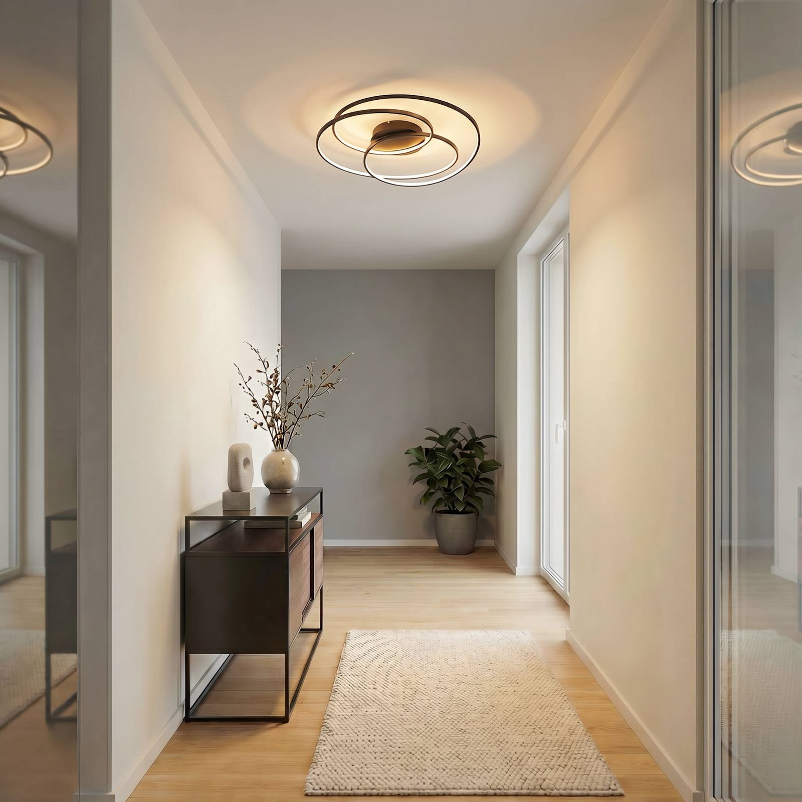 Lindby LED plafondlamp Kateryna, zwart, Ø 60 cm, dimbaar