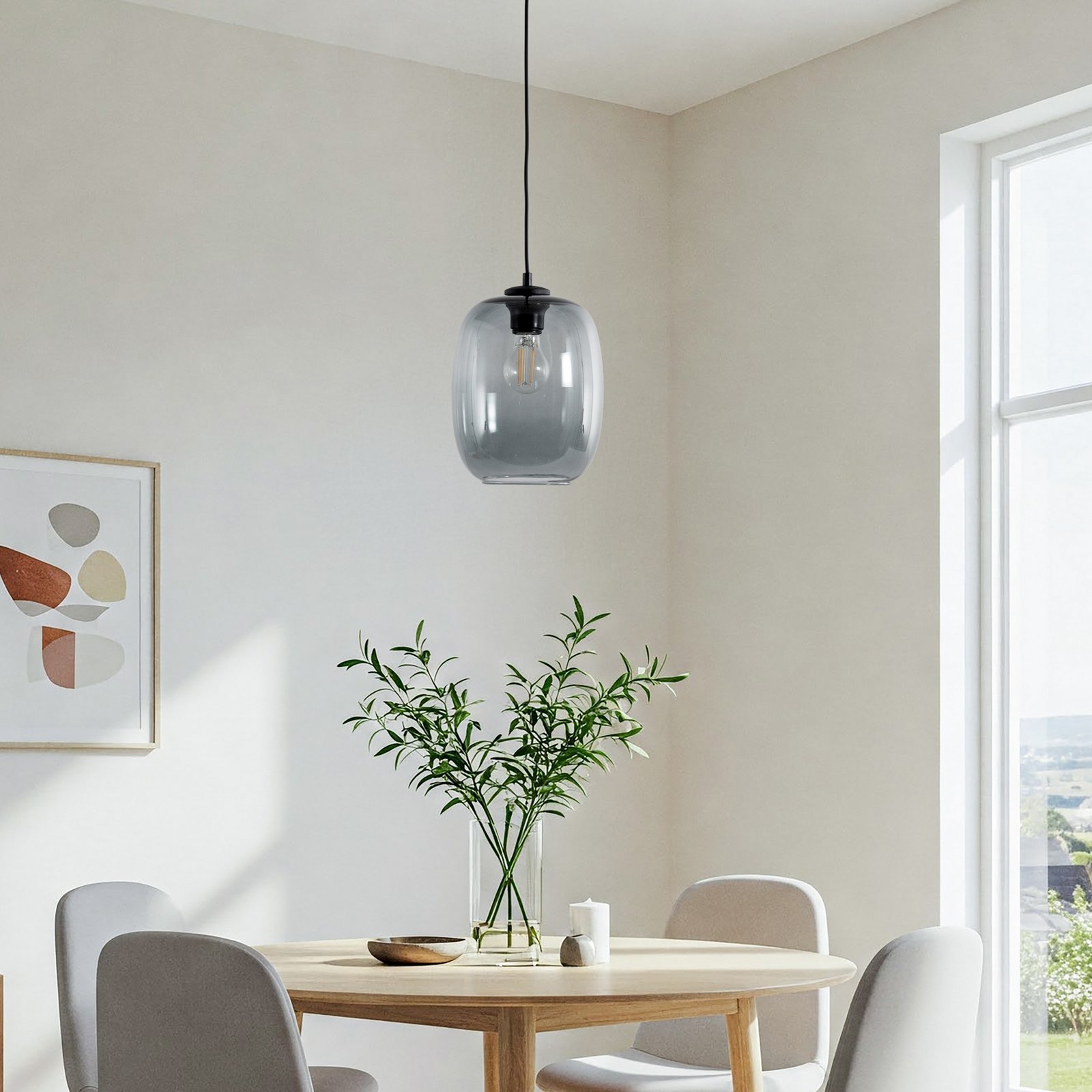 Elio pendellampa, glas, grafit, en lampa